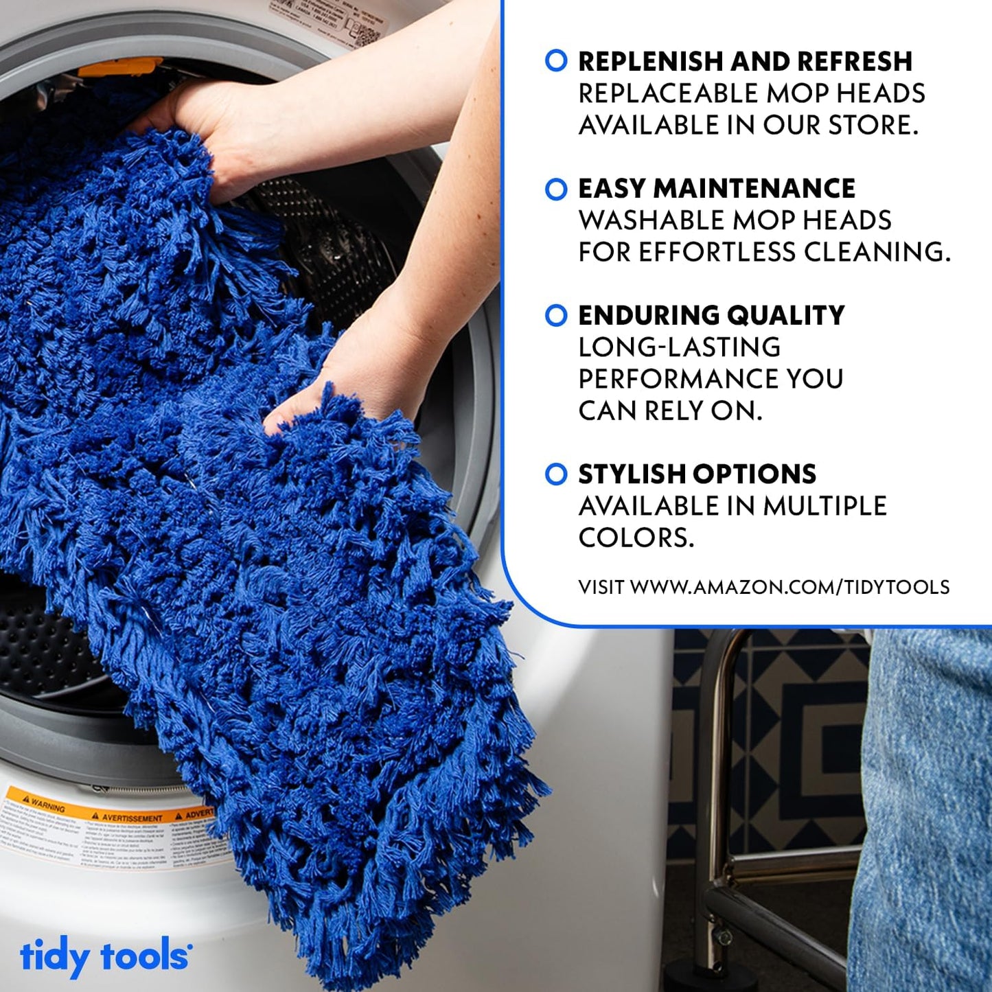 Commercial Dust Mop Replacement Head - 24 x 5 in. Cotton Nylon Reusable Mop Head- Industrial Dust Mop Refill for Floor Cleaning & Janitorial Supplies, Blue