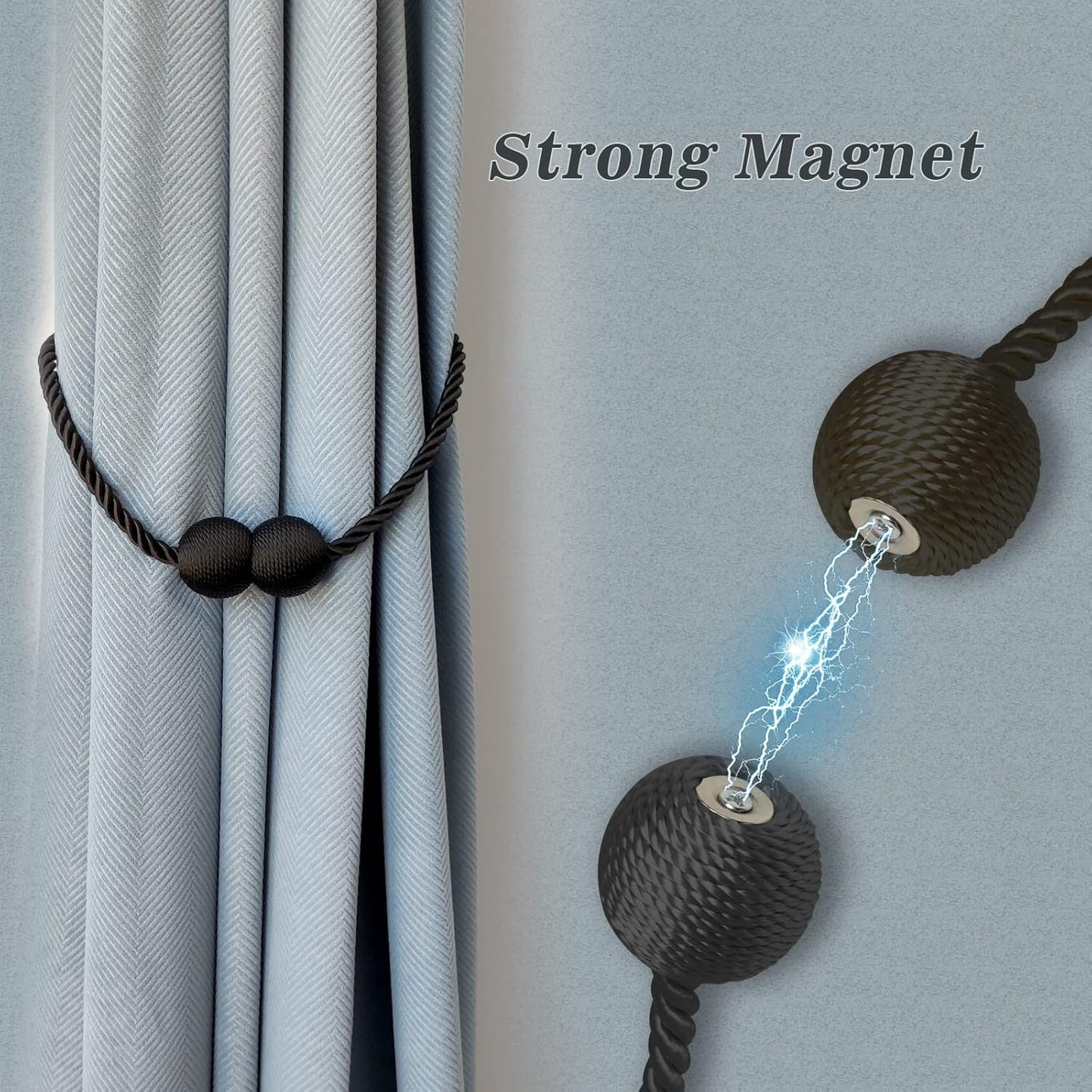 Hion Magnetic Curtain Tiebacks Golden 2pcs, Curtain Tiebacks Buckles Holdbacks Holders Hooks Clip for Home Bedroom Office Decorative Curtain