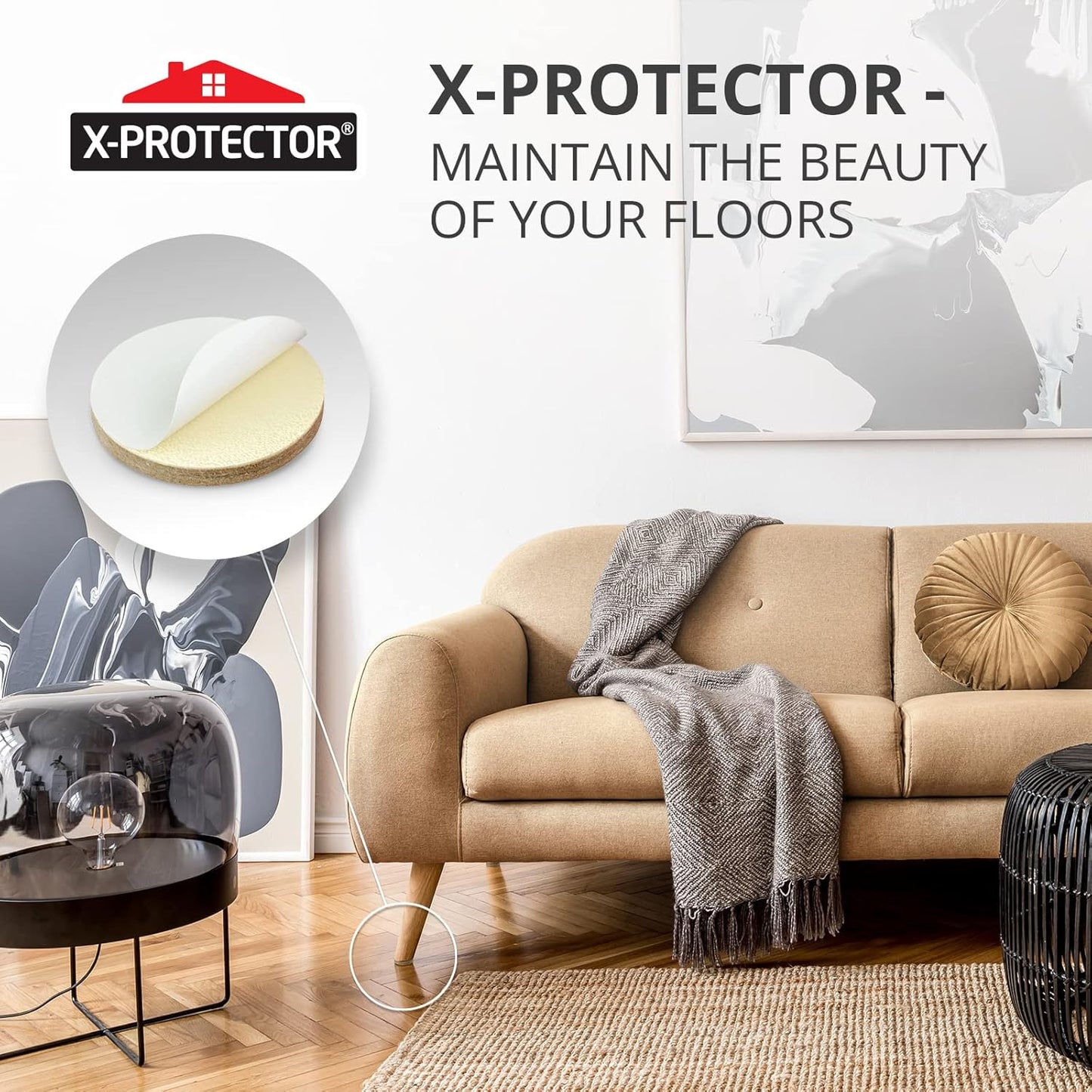 16 Heavy-Duty Felt Furniture Pads 2” 1/4” Thick X-Protector! Round Felt Pads for Furniture Feet - The Best Felt Floor Protectors for Furniture to Prevent Scratches. Protect Your Hard Floor! (Beige)