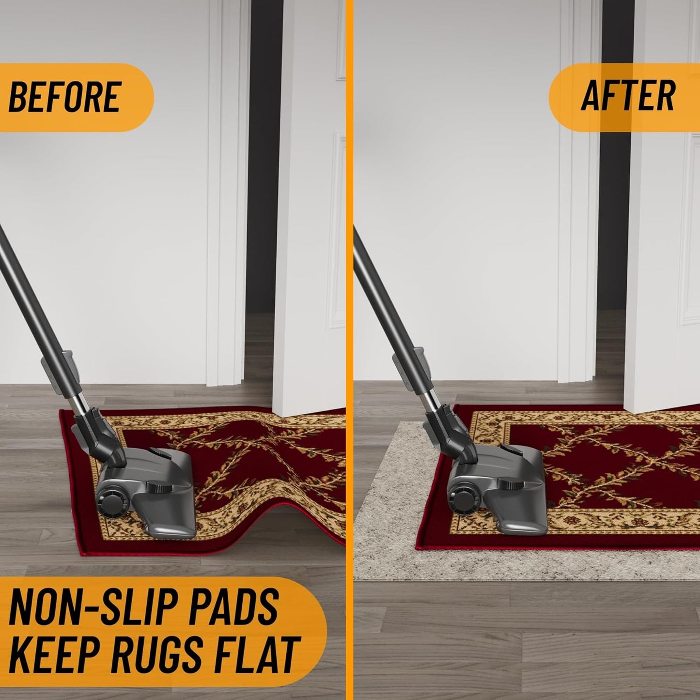 Ottomanson 2'7" x 7' Non-Slip Rug Pad Gripper 1/12 Inch Ultra Thin Dual Surface Felt + Rubber Gripper - Safe for All Floors, Cream