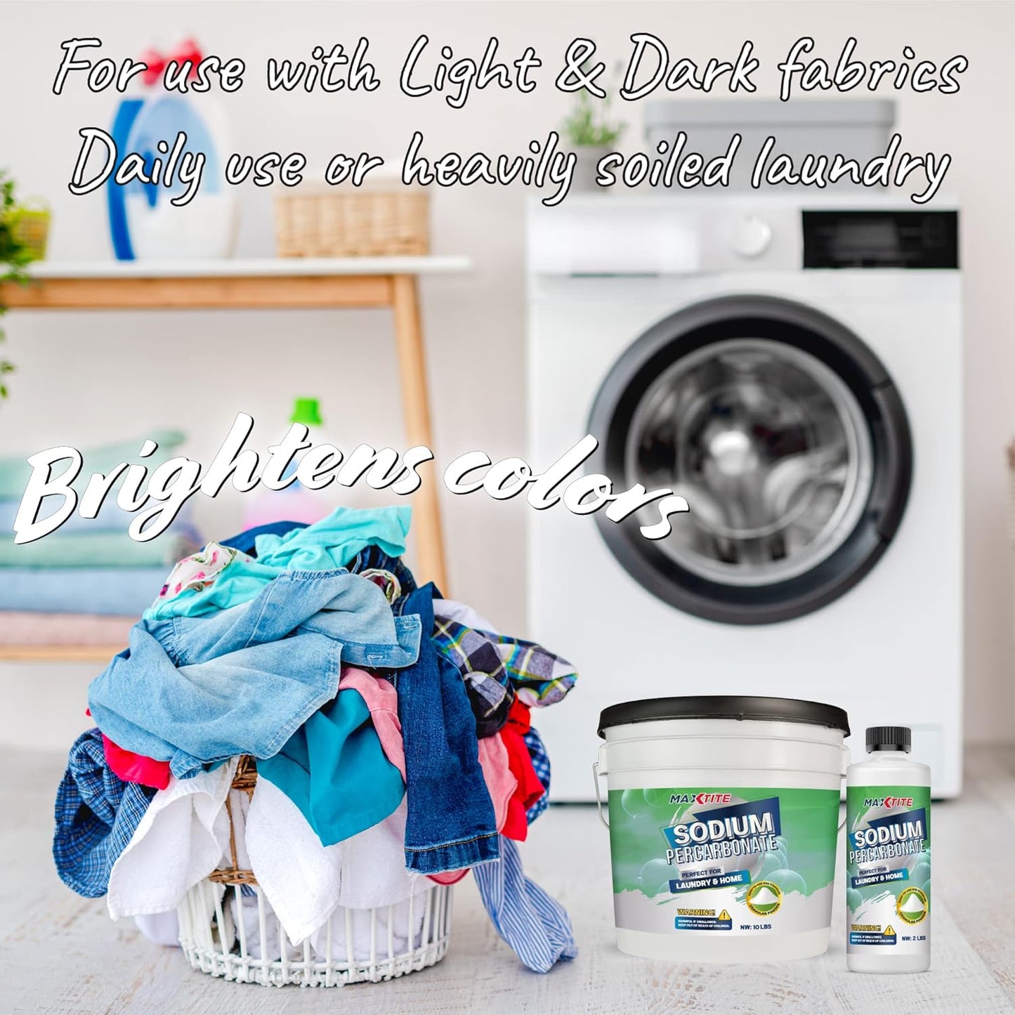 MAXTITE Sodium Percarbonate (40 lbs total, 10 lbs pails 4 Pack) 100% Pure Solid Hydrogen Peroxide/Oxygenated Bleach - Multi-Use Cleaner for Home & Laundry- HDPE w/Resealable Child Resistant Cap
