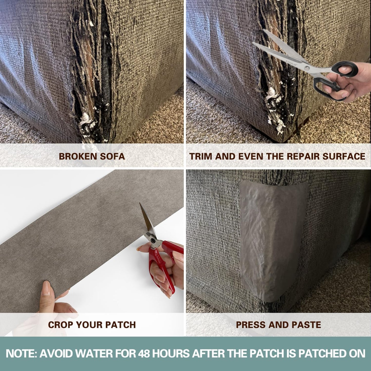 Azobur Rectangular Velvet Repair Patch, Self-Adhesive Flannel Fabric Patch, Multi Colors, Microfiber Patch，Can be Used to Patch Sofas, Car Seats, Handbags, Jacket Holes and Tears (Dark Brown)
