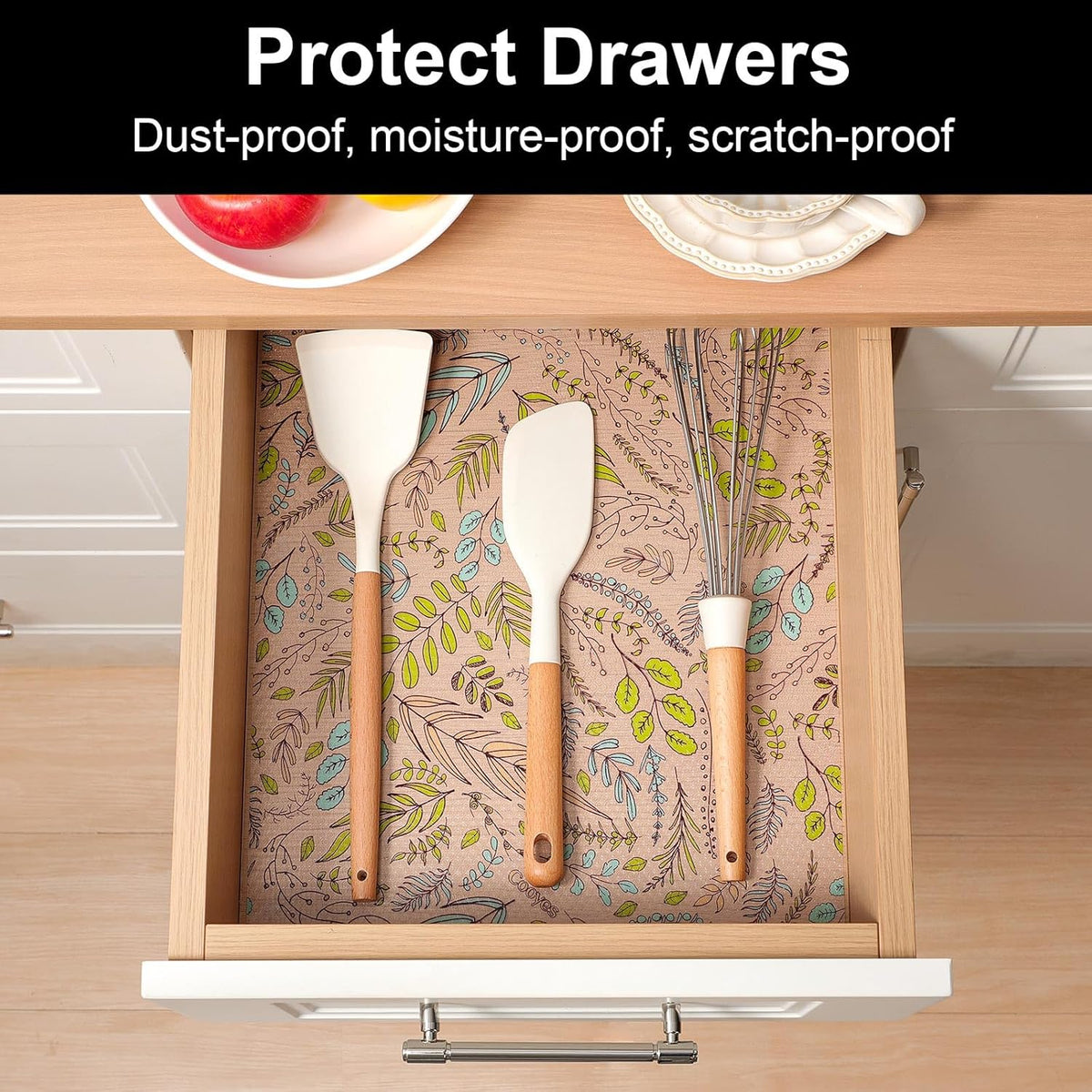 Cooyes Shelf Liners for Kitchen Cabinets, Refrigerator Liners Waterproof & Oil-Proof Kitchen Cupboard Liner Drawer Mats EVA Material Non Adhesive Fridge Liner for Shelves