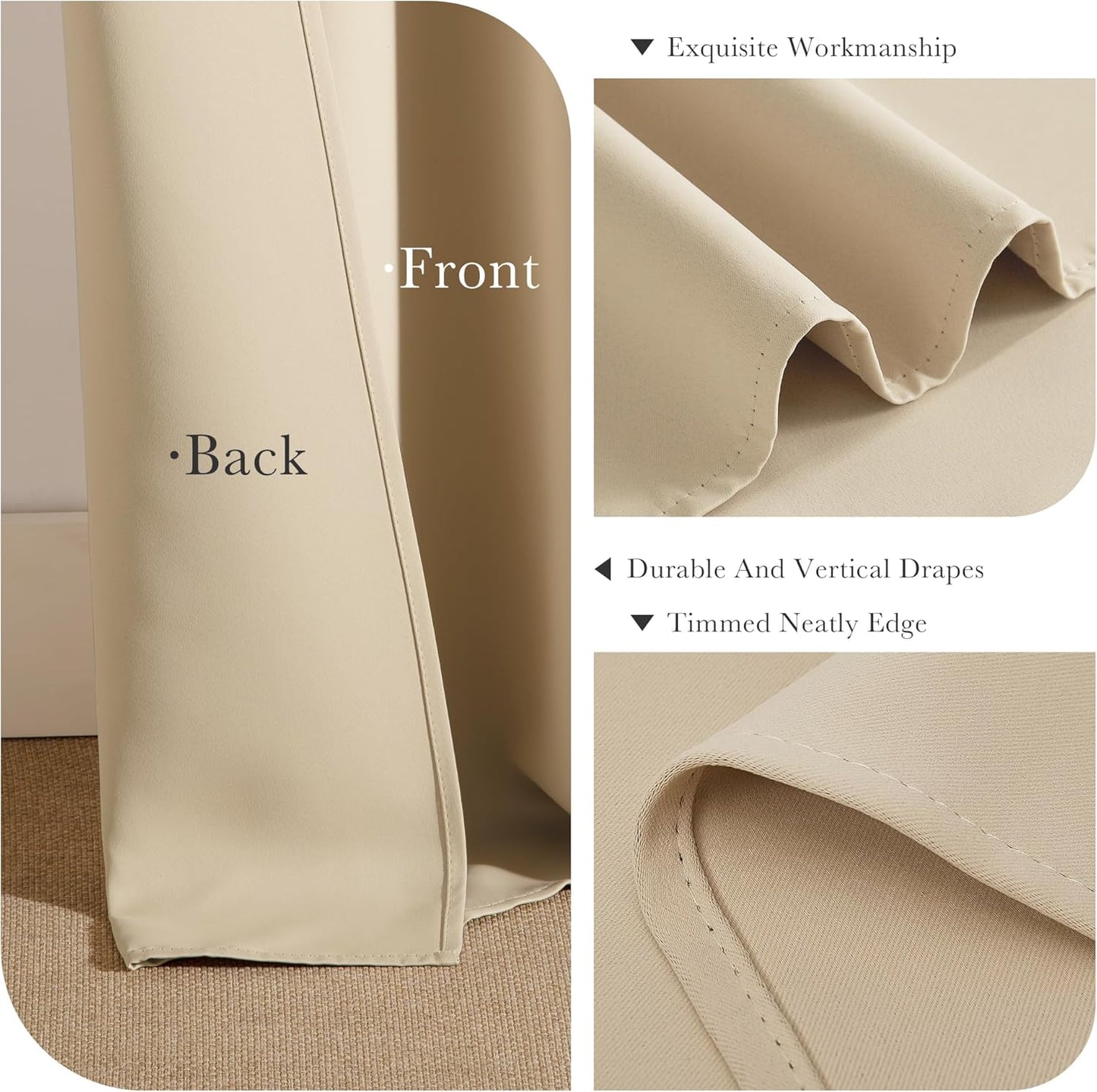 PONY DANCE Beige Window Curtains - Thermal Insulated Drapes Home Decor Room Darkening Curtain Panels Noise Reducing for Bedroom/Cloest/Doodway, 55 by 94 inches, Biscotti Beige, Set of 2