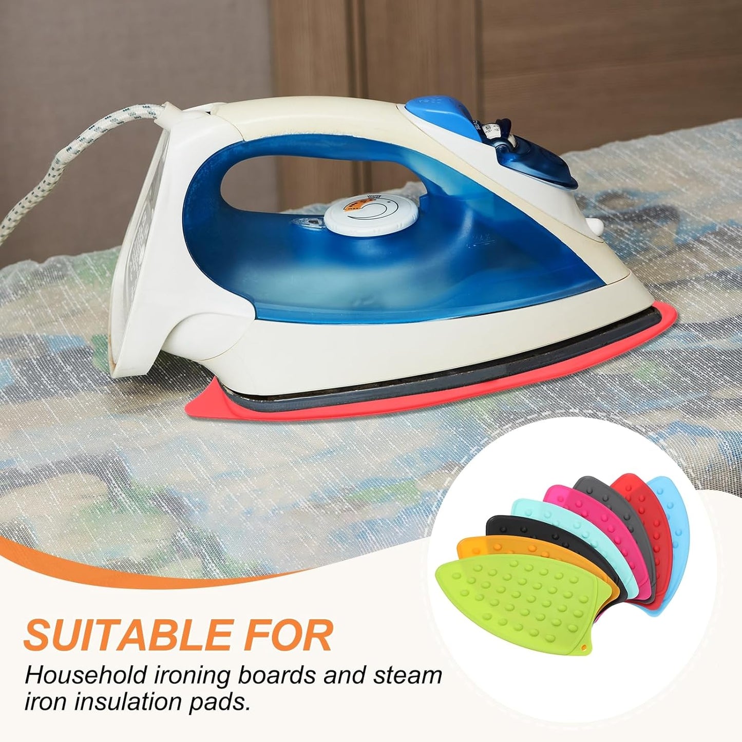 PATIKIL Silicone Iron Rest Pad, 2 Pcs Multipurpose Hot Heat Resistant Iron Rest Plate Protective Pad for Ironing Board Hot Resistant Steamer Steam Compact Mat, Orange