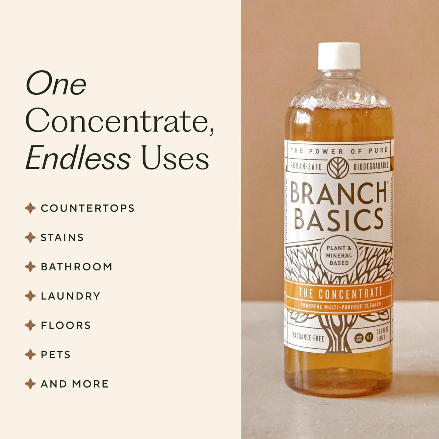 Branch Basics Concentrate (33.8 oz) + Oxygen Boost (2 lbs) | Multi-Surface All Purpose Cleaner Concentrate + Natural Stain Remover, Grout Cleaner | Human-Safe, Fragrance Free