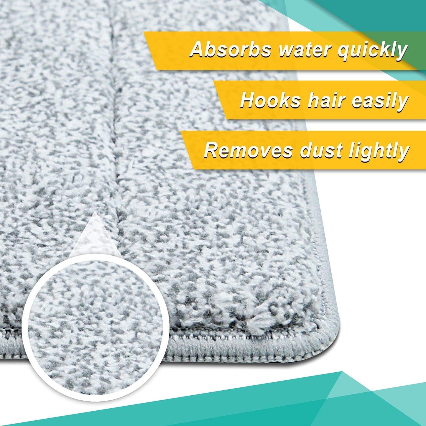 Bulletproof Microfiber Mop Replacement Heads - 5 Pack Washable Pads for Floor Cleaning Compatible with Tethys,Joy Moop & Most 11” - 13” Flat Squeeze Mops for Wet/Dry Mopping, Sanitizing, Scrubbing