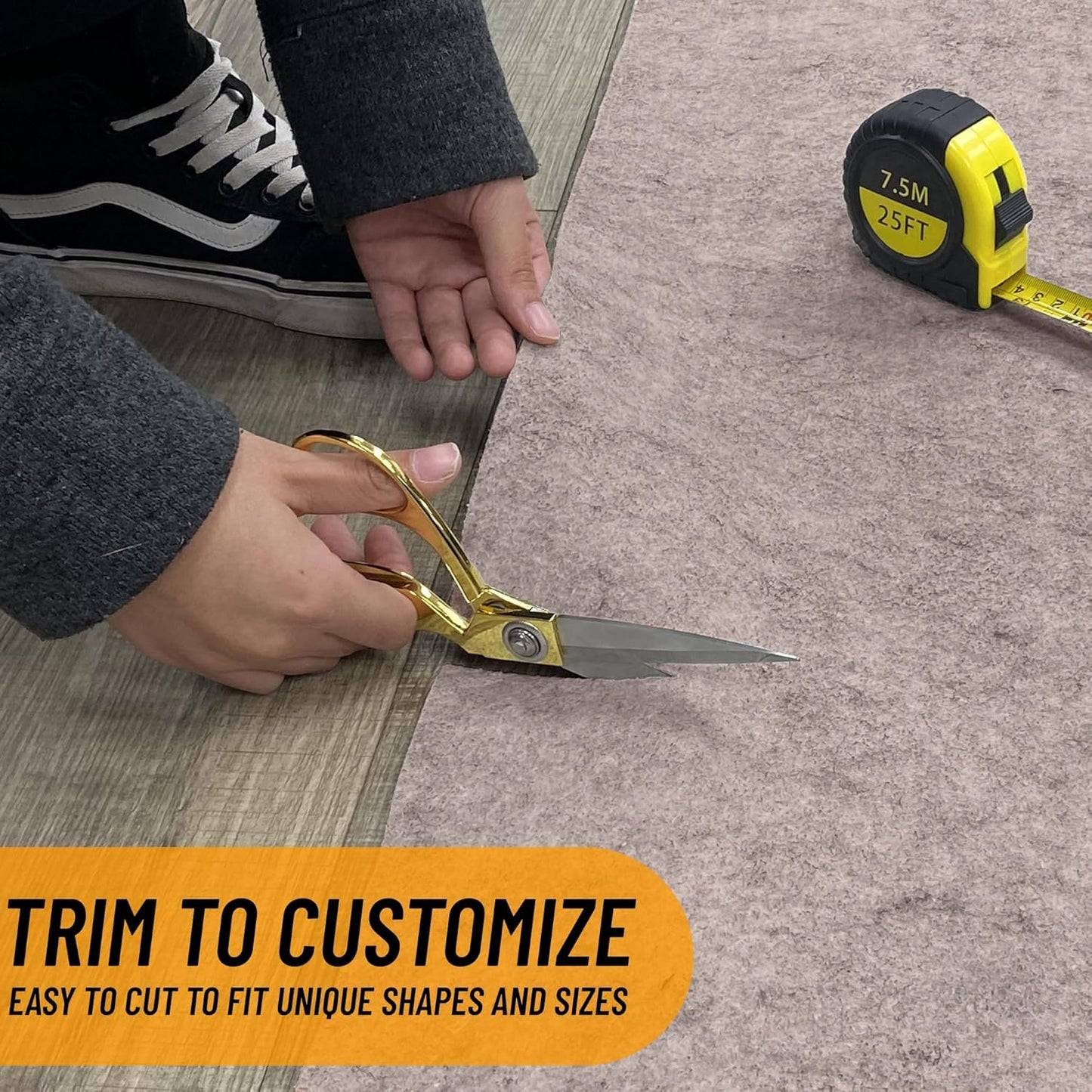 Ottomanson 3' x 5' Non-Slip Rug Pad Gripper 1/4 Inch Thick Dual Surface Felt + Rubber Gripper - Safe for All Floors, Brown