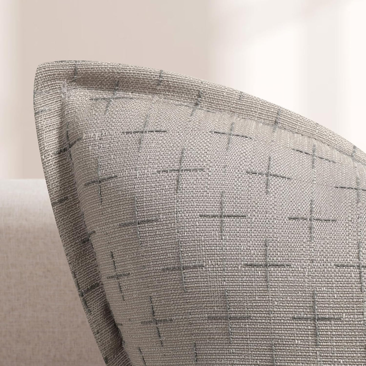 Pillow Covers 26x26 Set of 2 Soft Polyester Textured Pillow Covers with Stylish Flange Edge Cozy Farmhouse Throw Pillows for Couch Bed Sofa Living Room