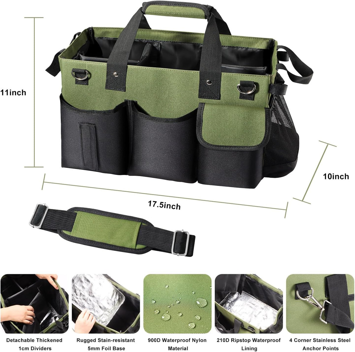 Viajero Wearable Cleaning Caddy Bag, Large Cleaning Supplies Organizer Housekeeping Supply Caddy Detailing Bag with Handle Shoulder Waist Straps for Tote Tools Products Housekeepers Car Home House