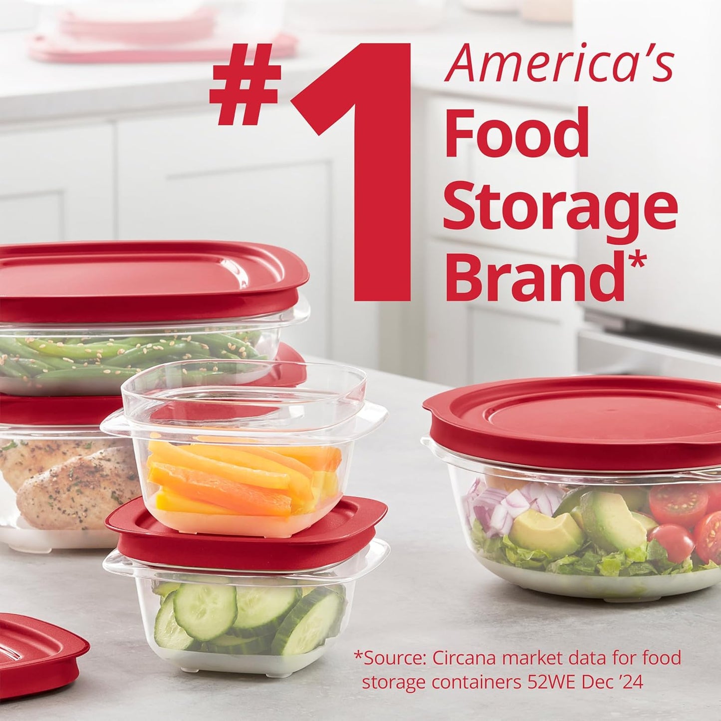 Rubbermaid EasyStore Rectangle and Square Containers, 22-Piece Set, Food Storage Containers, Food Storage Containers with Lids