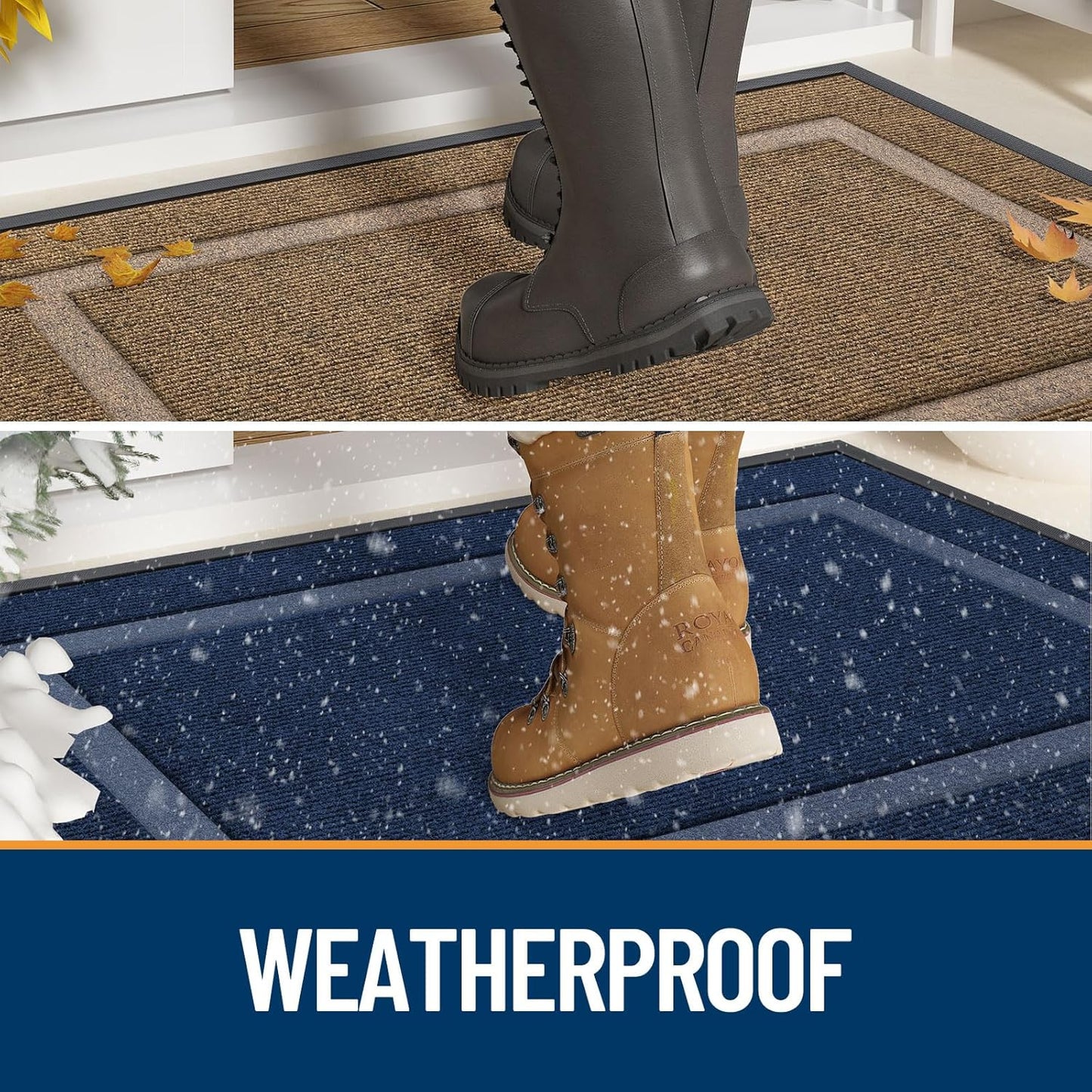 OLANLY Front Door Mat Indoor Outdoor Entrance, Waterproof All-Season, All-Weather Doormat, Sturdy Natural Rubber, Fade Resistant, Low Profile, Easy Clean Patio Porch Entryway Mat, 36x24, Wine Red