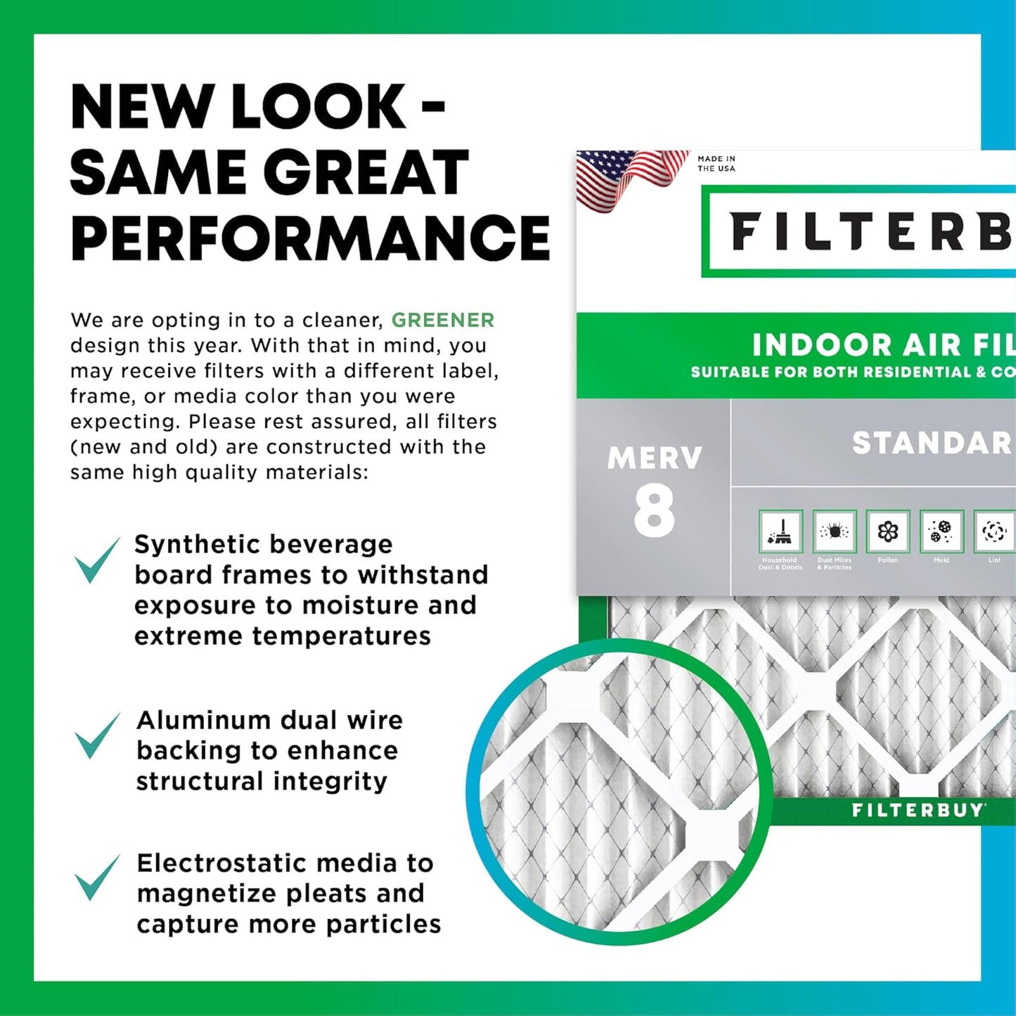 Filterbuy 20x23x4 Air Filter MERV 8 (MPR 700) Dust Defense Replacement (6-Pack), Electrostatic Pleated HVAC AC Furnace Filters, Made in USA (Actual Size: 19.50 x 22.50 x 3.63)