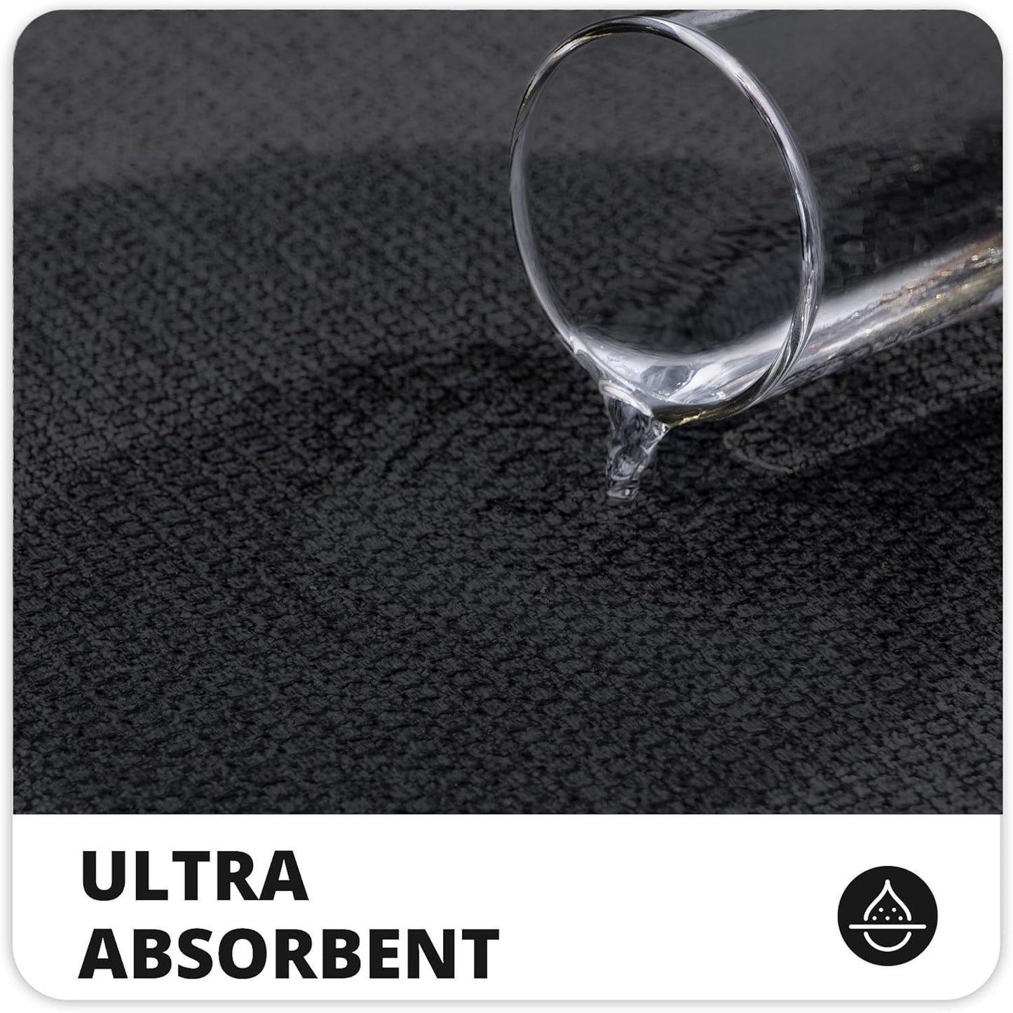Bath Mat,Ultra Thin Bathroom Runner Rugs,Large Bath Mats for Bathroom,Quick Dry,Non-Slip,Machine Washable,Low Pile,Bath Rug,Shower Outside,Sink,Home Decor Accessories.Black,1'9"x3'11"（21x47inch）