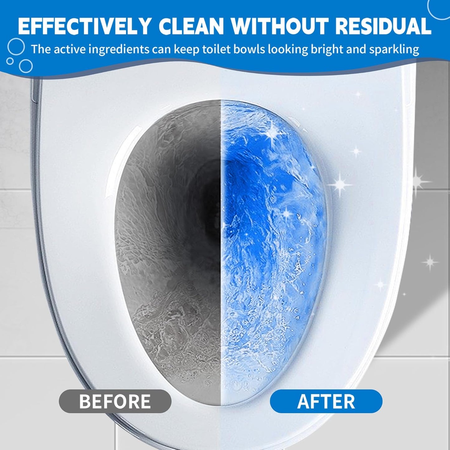 Toilet Bowl Cleaner Tablets, Automatic Toilet Tank Cleaner for Deodorizing & Descaling, Long-Lasting with Sustained Release Technology for Bathroom Cleaners, Blue & White, 12 Packs