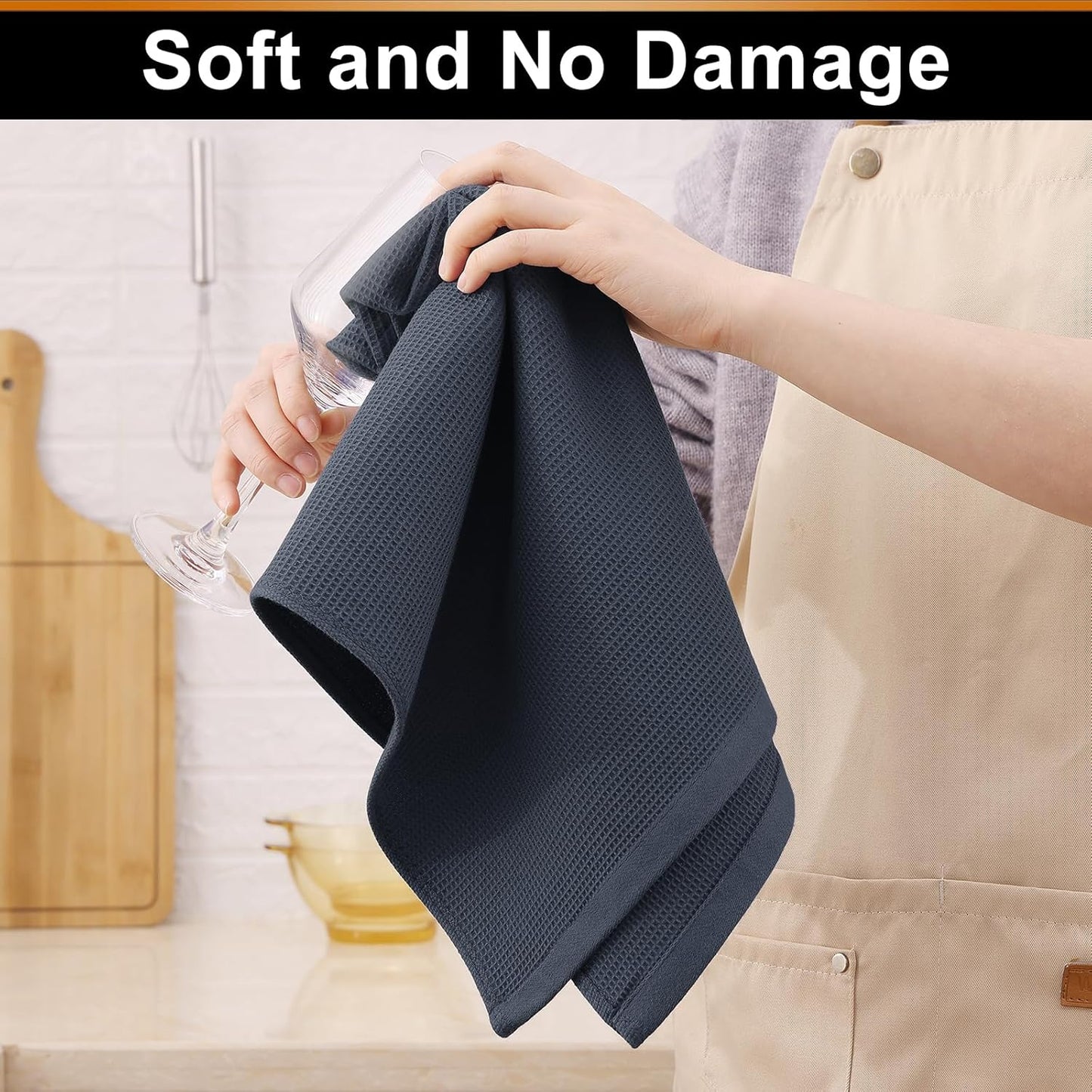 Homaxy 100% Cotton Kitchen Towels and Dishcloths Set - 8 Pack Waffle Weave Soft and Absorbent Dish Towels - 26 X 16 Inch and 12 X 12 Inch - Multiple Colour