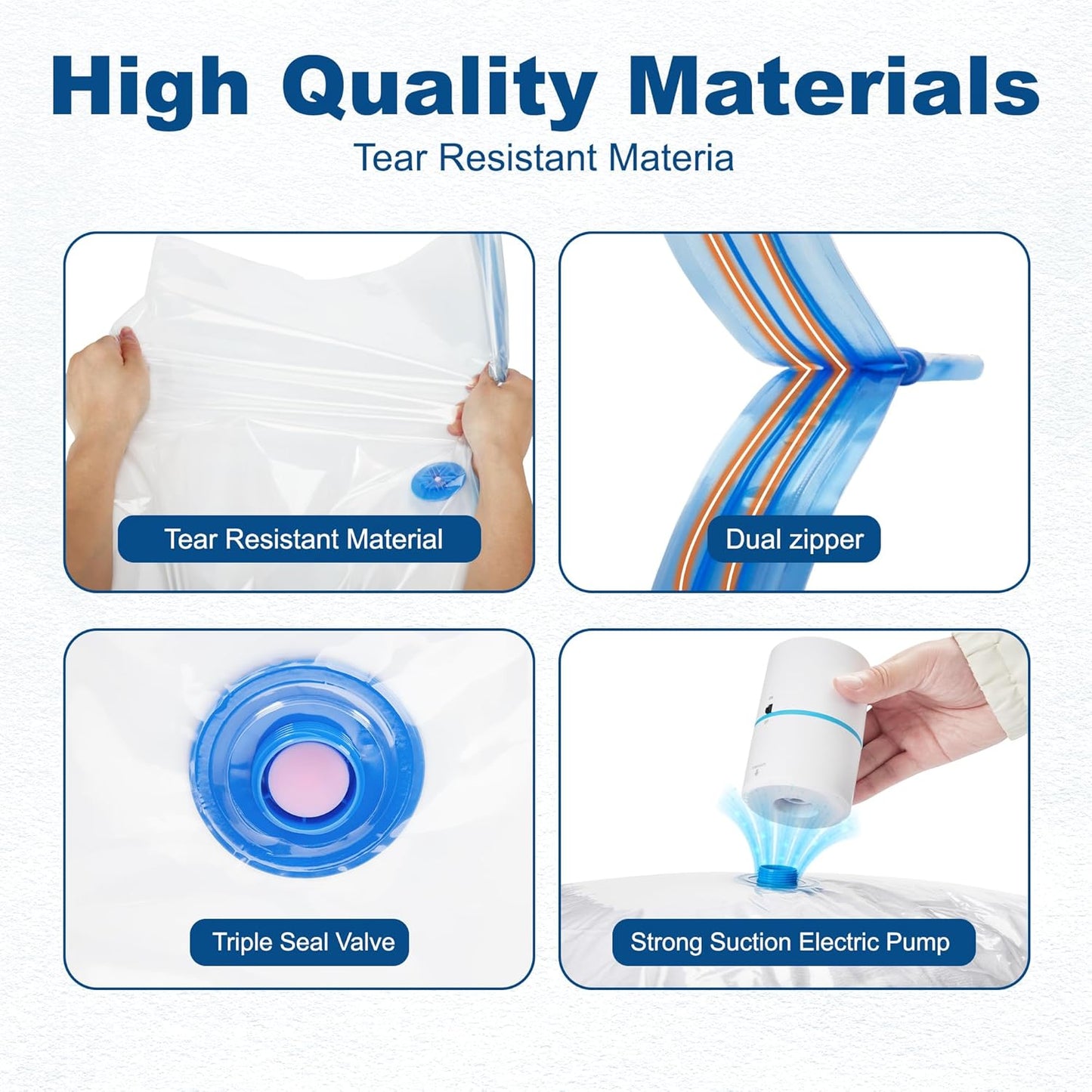 HOUSE DAY 22 Pack Vacuum Seal Bags For Clothing Travel, 80% Space Saving Travel Vacuum Bags with Electric Pump, Vacuum Storage Bags For Clothes, Comforters, Blankets, Moving, Storage & Organization