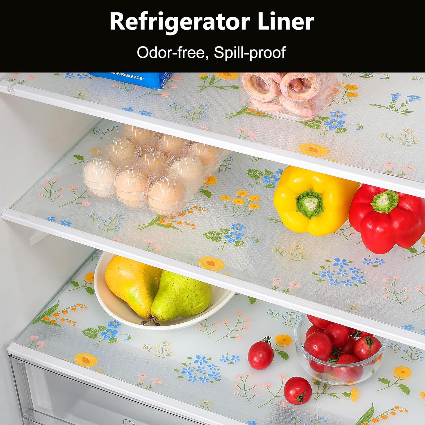 INNOLITES Non-Slip Shelf Liner – Cabinet & Drawer Liner Non-Adhesive – Waterproof Oil-Proof – Durable EVA with Floral for Kitchen Cabinets Refrigerator – BPA-Free, Easy to Cut 11.8" x 236"