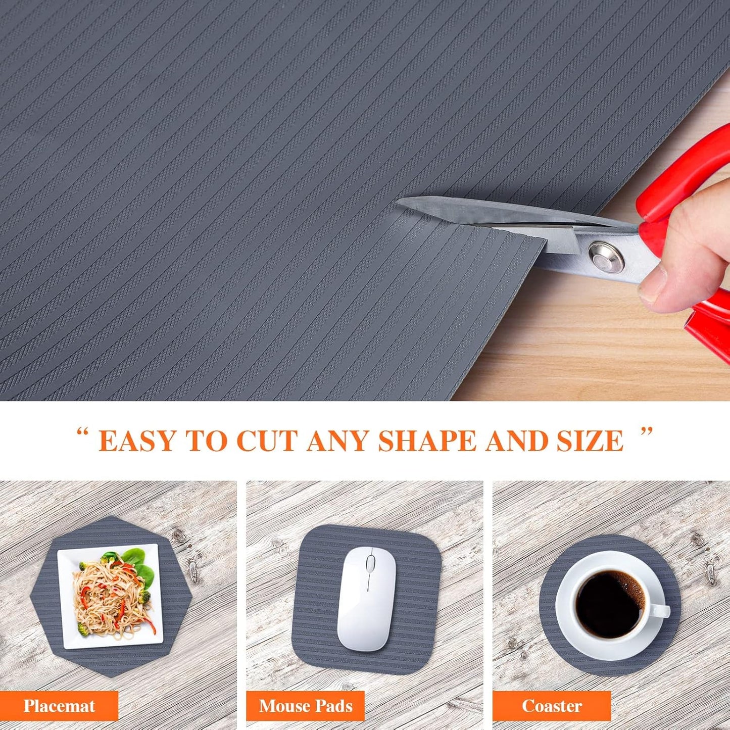 Shelf Liners for Kitchen Cabinets, 20Inch x 20Ft, Non Adhesive Shelf Liner, Non-Slip Kitchen Drawer Liners, Waterproof Durable Cabinet Liners for Shelves, Refrigerator, Pantry, Dark Gray