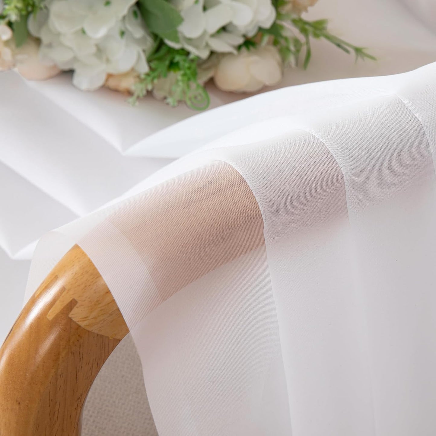 Chyhomenyc White Sheer Curtains 54 Inch Long 2 Panels Set, Short Voile Rod Pocket Drapes for Dinning Small Windows Bathroom Living Room Bedroom, Each 42Wx54L in, 2PCS, White