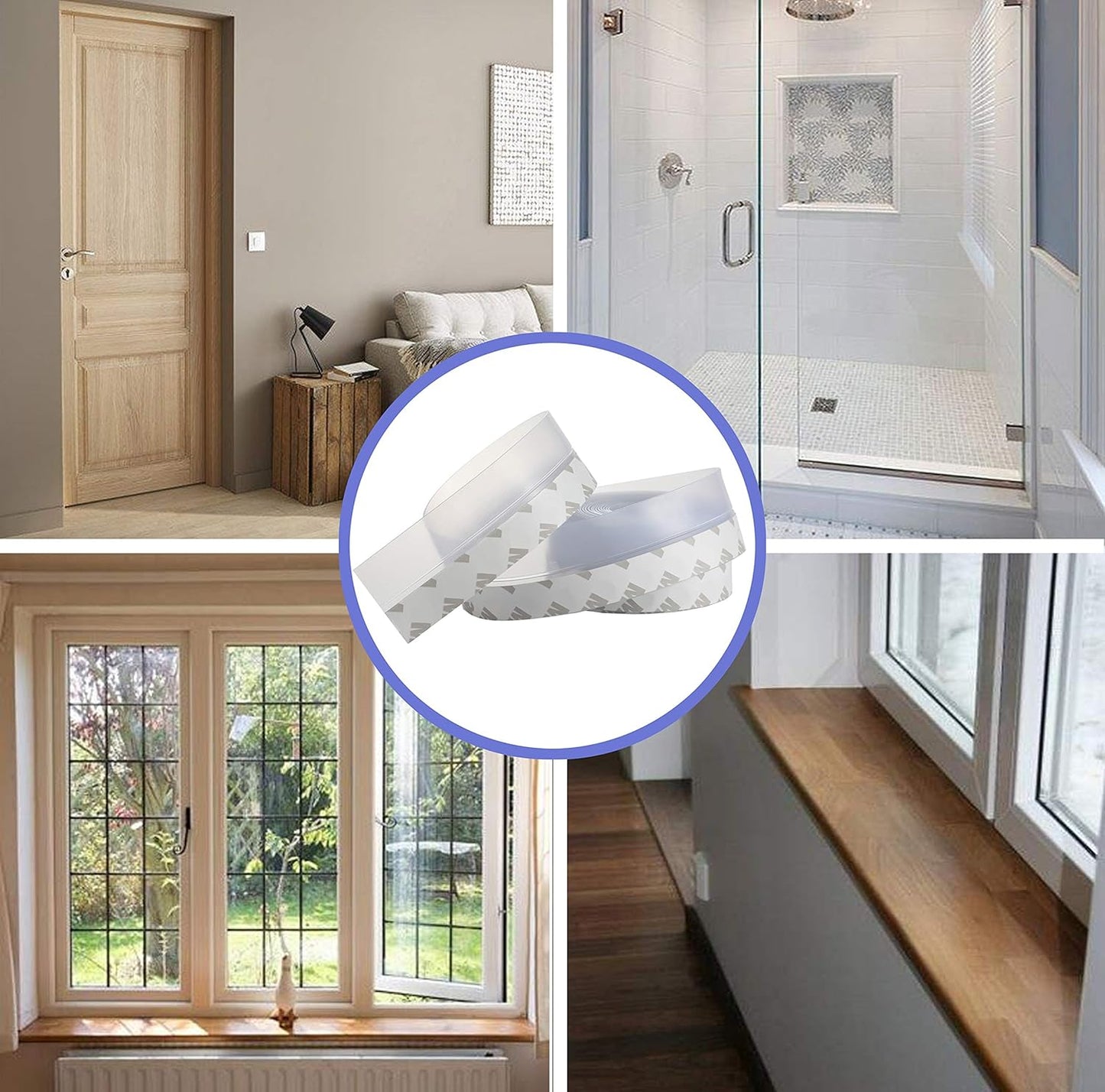 Weather Stripping Door Seal Strip,Door Strip Bottom for Doors Silicone Sealing Sticker Adhesive for Doors and Windows Gaps of Anti-Collision Silicone 5M/16FT (25MM, Transparent)