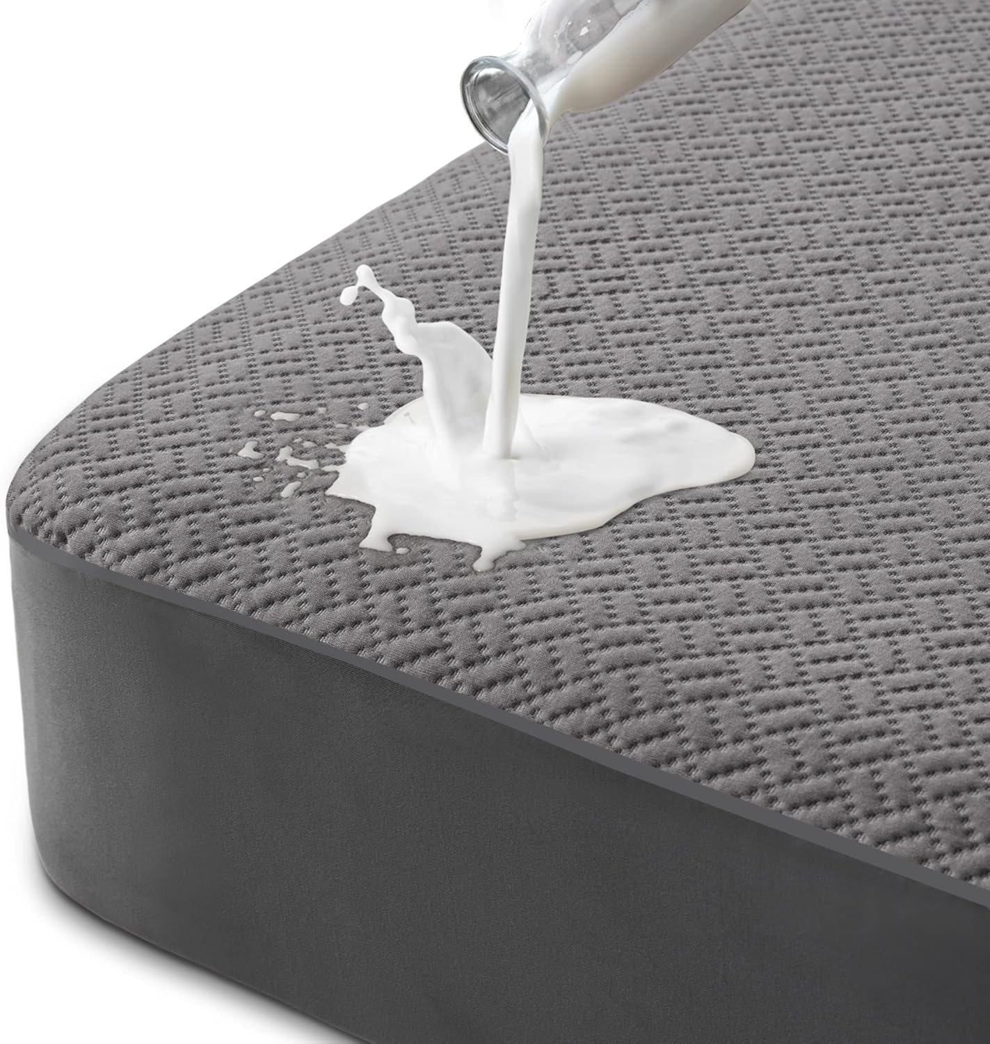 Hanherry 100% Waterproof Mattress Protector Twin XL Size - Grey, Mattress Cover 3D Air Fabric Cooling Mattress Pad Cover Smooth Soft Breathable Noiseless, 8''-21'' Deep Pocket