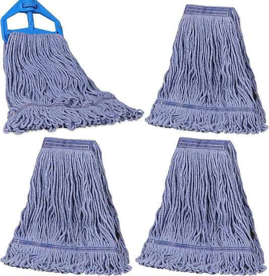 JERIA 4 Pack Heavy Duty Mop Head Replacements,String Mop Head for Commercial,Used for Home,Office and Kitchen,Washable,Reusable Mop