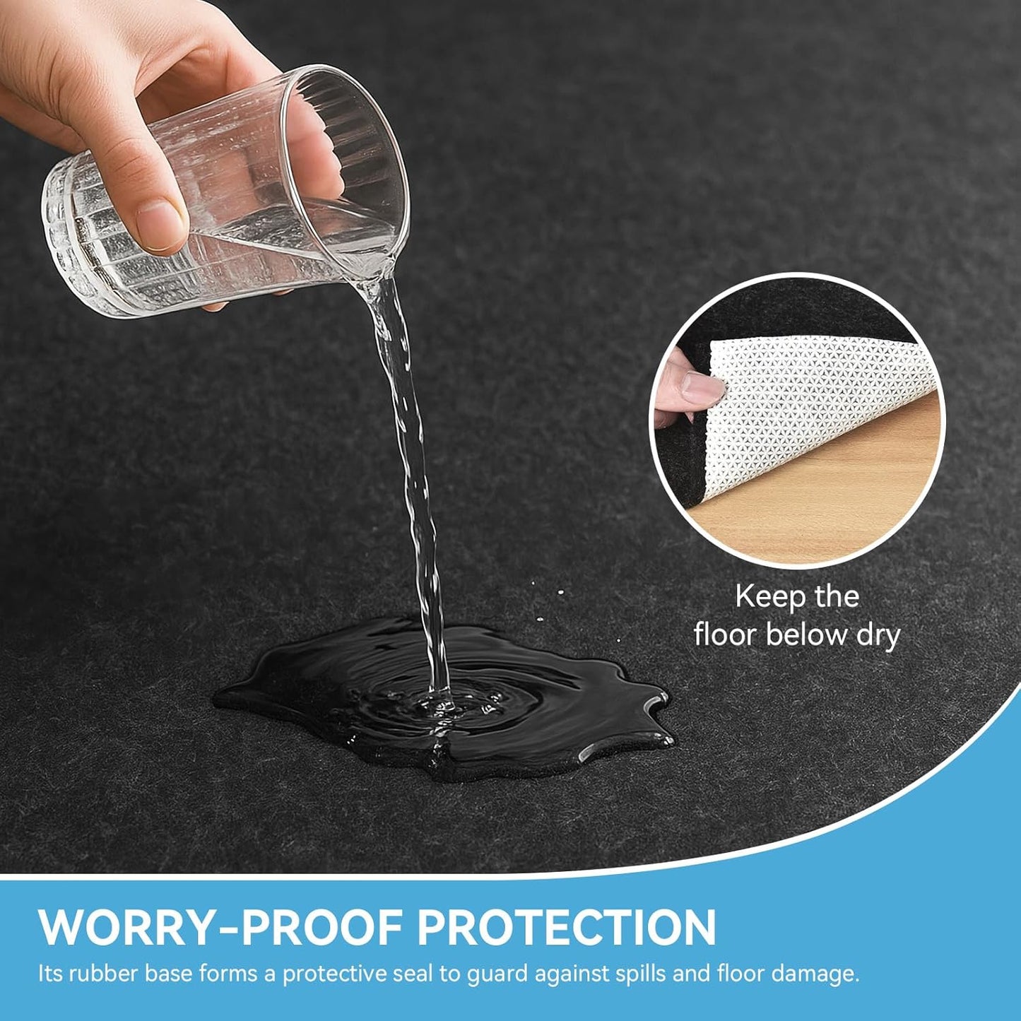 Warmstar 2x6 FT Non Slip Rug Pad,100% Waterproof Felt Rug Pad for Hardwood Floors,1/8” Thick Soft Carpet Pad with Natural Rubber Backing, Secure Grip & Floor Protection