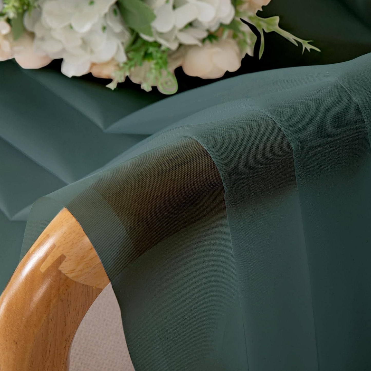 Chyhomenyc Sheer Hunter Green Curtains 90 inches Long 2 Panels, Light Filtering Soft Airy Solid Elegant Voile Window Treatment Drapes for Bedroom Living Room Wedding Party Decor, 42 Wx90 L Inches