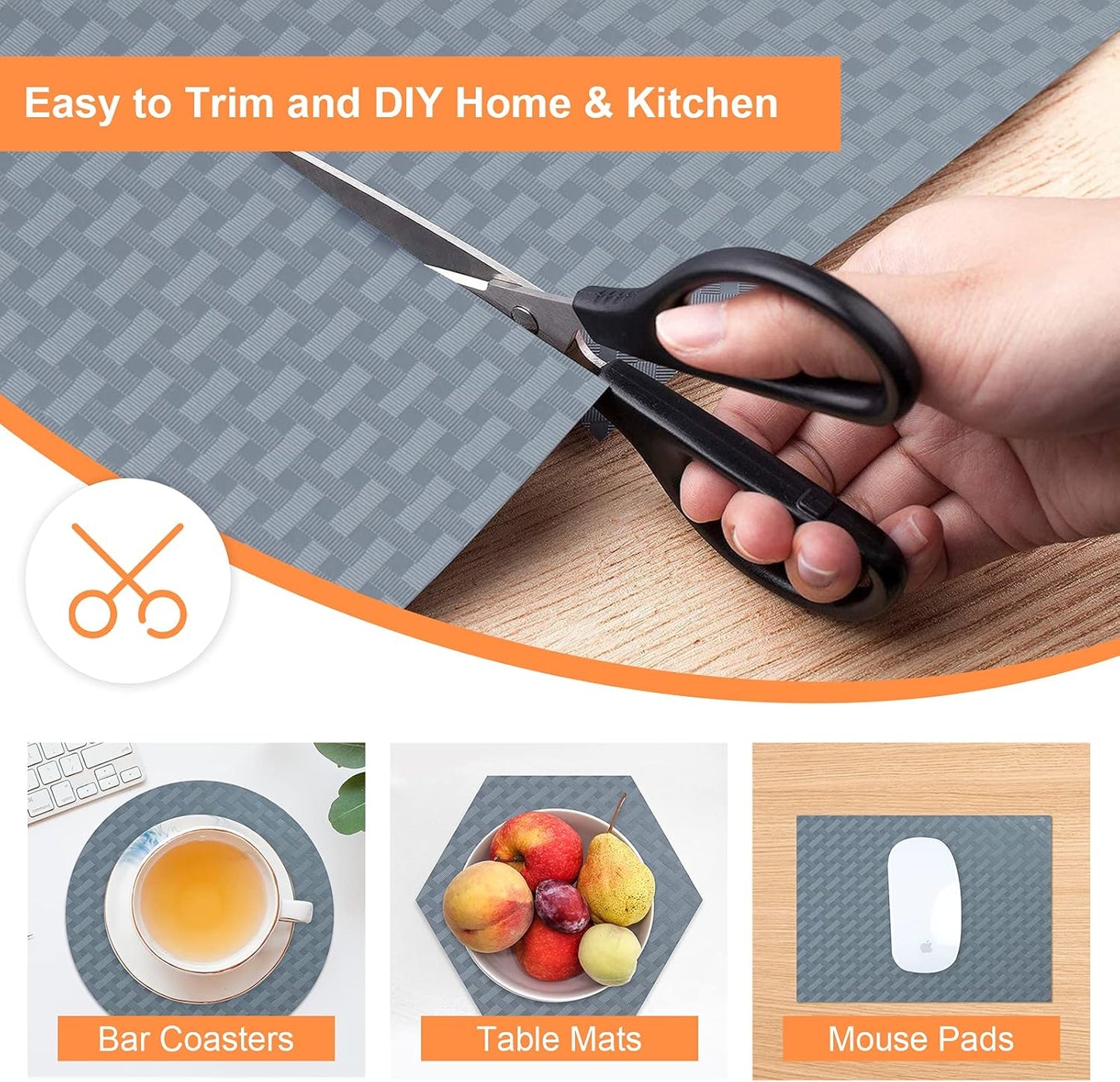 Shelf Liners for Kitchen Cabinets Refrigerator Liners Waterproof & Oil-Proof Kitchen Cupboard Liner Non-Slip Drawer Mats EVA Material Non Adhesive Fridge Mats for Shelves 17.3 x 157.4 Inches