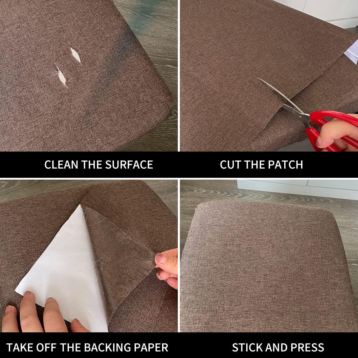 Fabric Repair Patches, 17X158 Inch Linen Repair Tape Self-Adhesive Fabric Patches Durable, DIY Large Linen Tape for Sofa, Couches, Furniture, Chair, Clothing （17X158 Inch, Dark Grey）