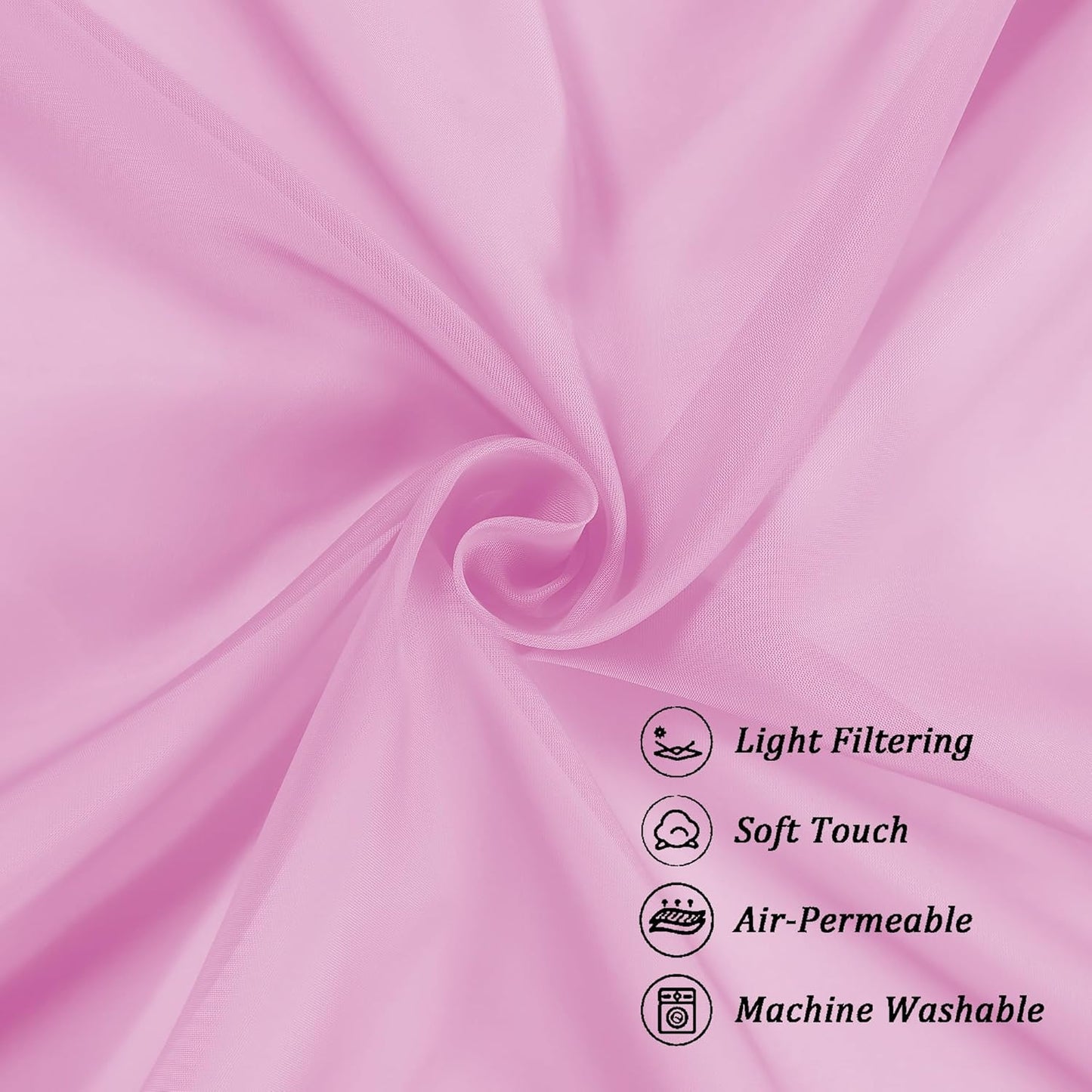 Chyhomenyc Pink Sheer Valances for Window 2 Pack, 42Wx14L Inches Small Sheer Cafe Curtains for Living Room Bathroom Study Cafe Laundry Basement, Cute Rod Pocket Voile Valance
