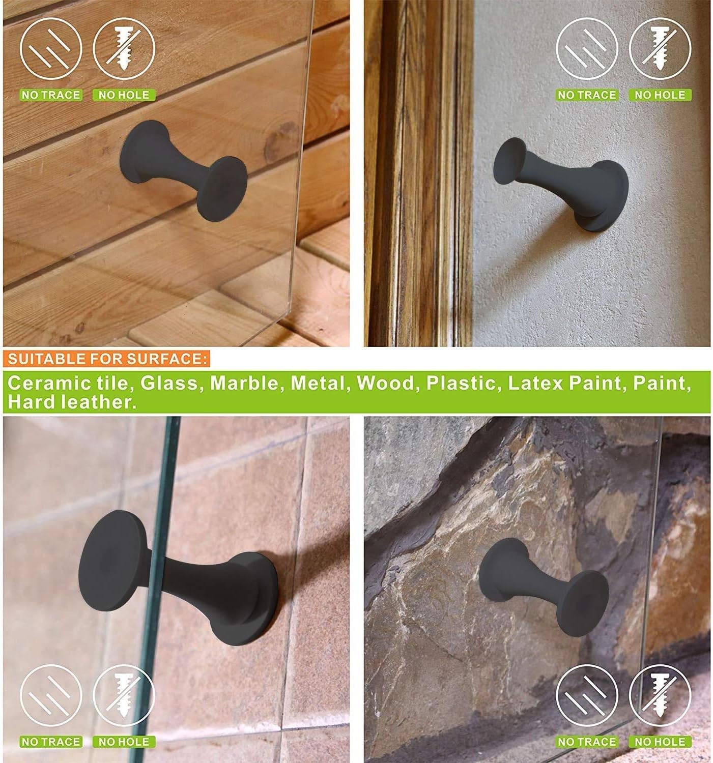 Door Stop, Silicone Magnetic Door Stop Holder Wall Mount Damage-Free with Durable Waterproof House Door Stopper,Eco-friendly Special Adhesive Door Stoppers No Need to Drill Collision Mute(Gray)