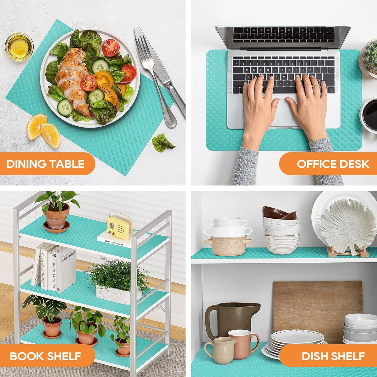Blue Shelf Liners for Kitchen Cabinets Refrigerator Liners Waterproof & Oil-Proof Kitchen Cupboard Liner Drawer Mats EVA Material Non Adhesive Fridge Liner for Shelves 23.6 x 78.7 Inches