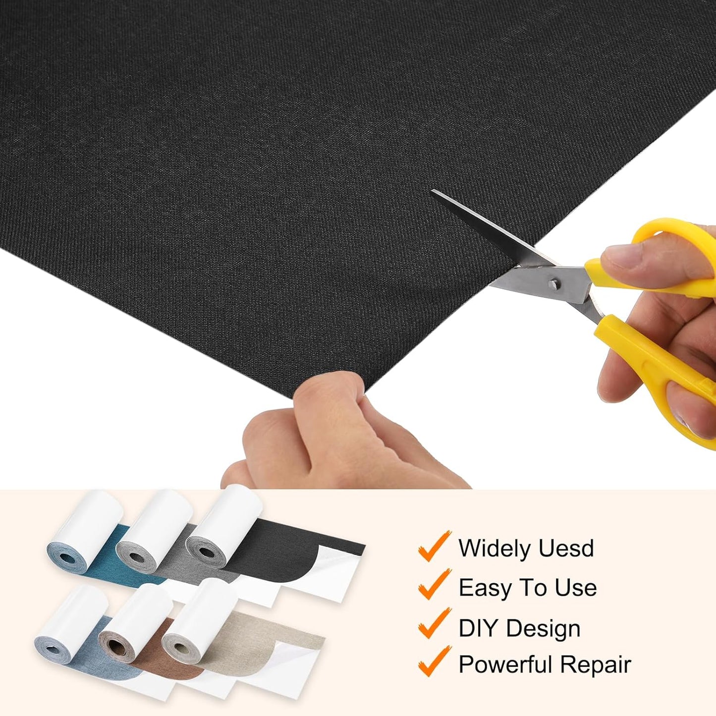 Repair Patches Repair Tape Self-Adhesive DIY Repair Patch Linen Gear Patch for Sofa, Furniture, Chair, Clothing,Tents,3.5x79 Inch,Light Brown