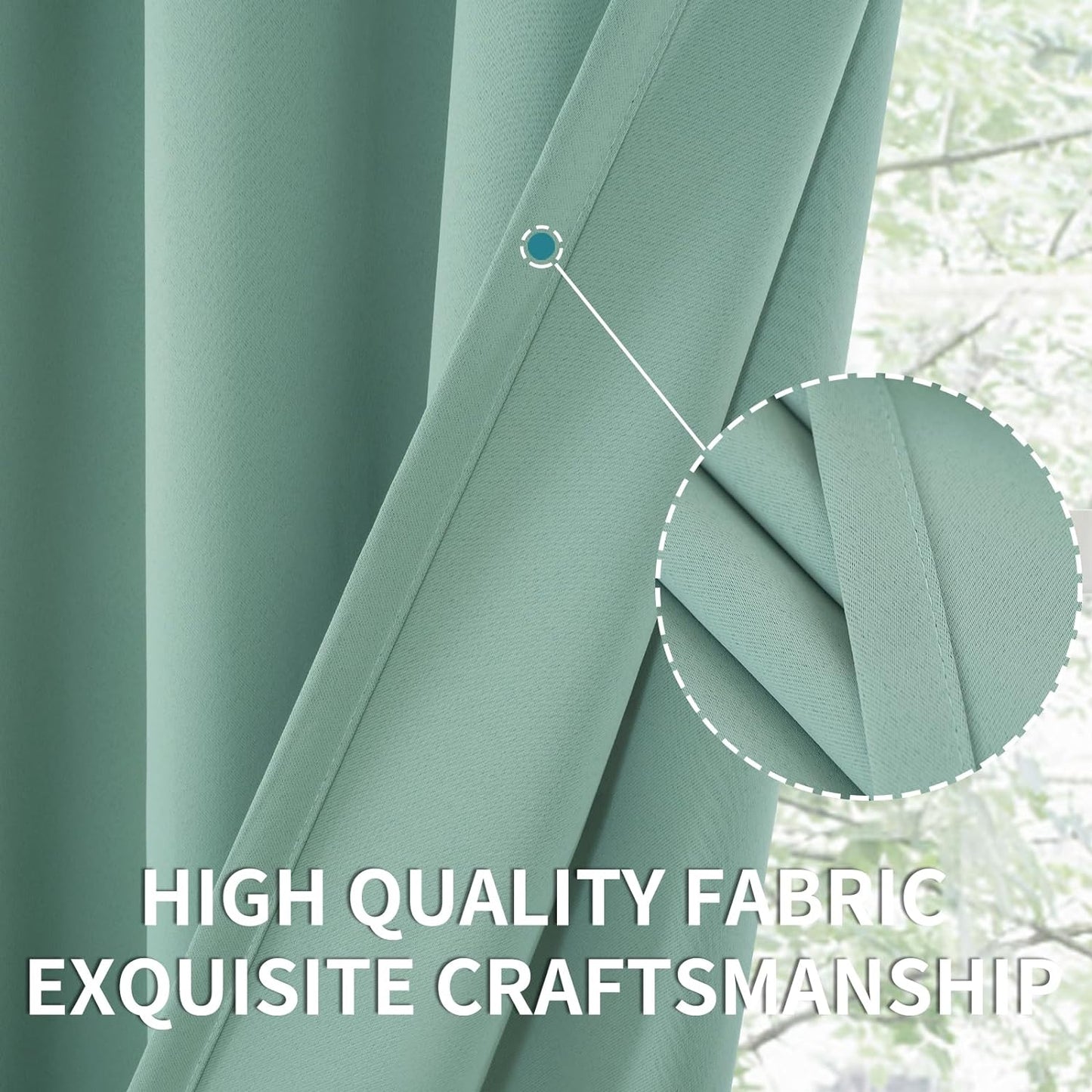 BGment Light Sage Blackout Curtains 40 Inches Length for Bedroom Kitchen - Rod Pocket Thermal Insulated Drapes for Short Window Cafe Decorative Privacy, 42 x 40 Inch, 2 Panels