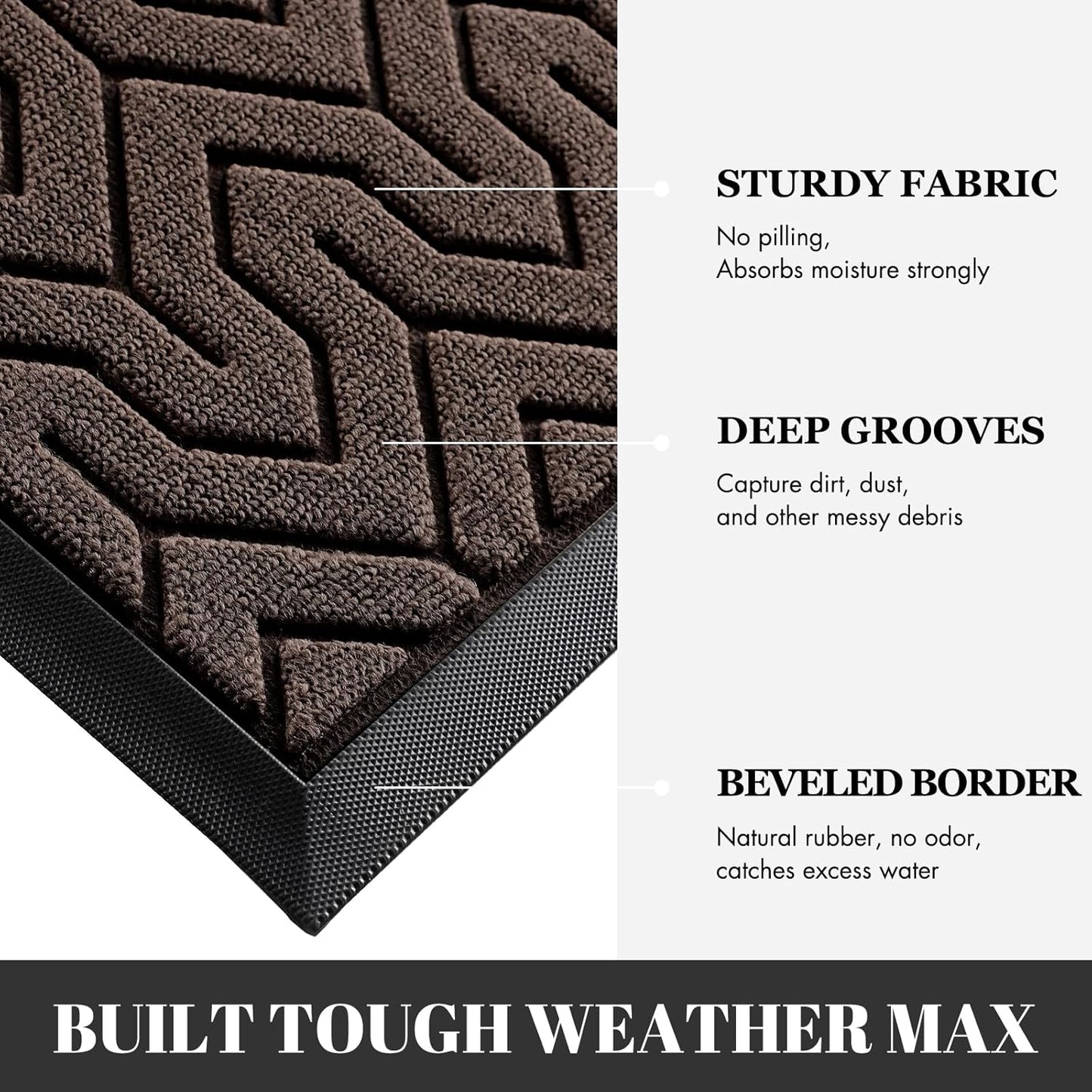 Yimobra Large Door Mat Outside Entrance 47x24, Waterproof Heavy Duty Outdoor Mats for Front Door, Non Slip Rubber Entry Mat for Garage Patio, Easy Clean, Brown