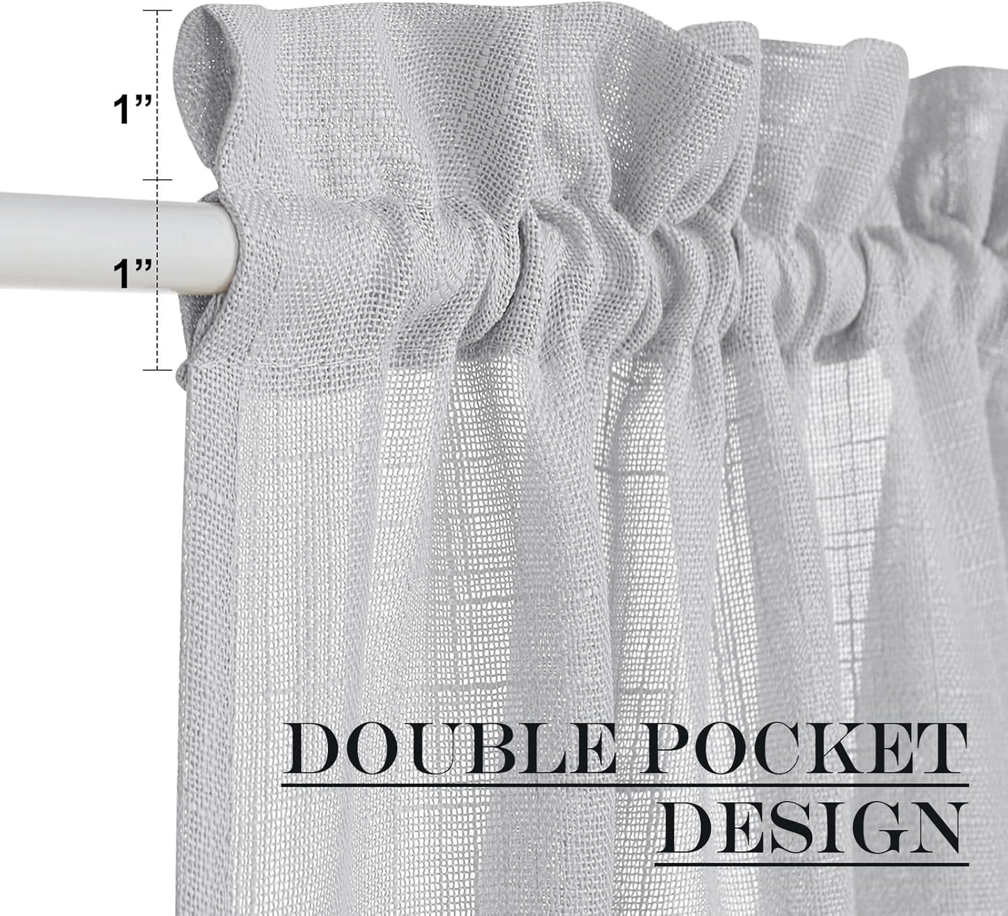 NICETOWN Sheer Door Curtains forWindow 80 Inches Long, Privacy French Door Curtains Light Filtering Window Covering for Patio Glass Front with Tieback, W36 x L80, 1 Panel, Dark Grey
