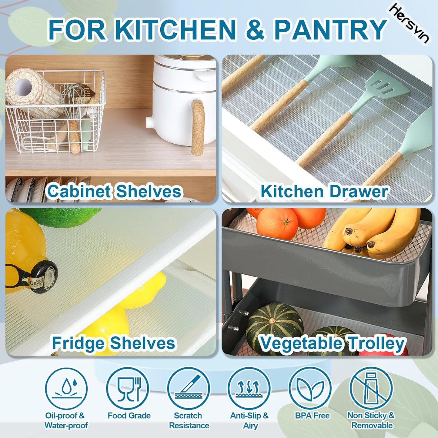 Shelf Liners 16 in x 20 ft EVA Drawer Mats, Non-Adhesive Cupboard Protector, Kitchen Cabinet Lining Fridge Liner (Clear Stripe, 40.7x610cm)
