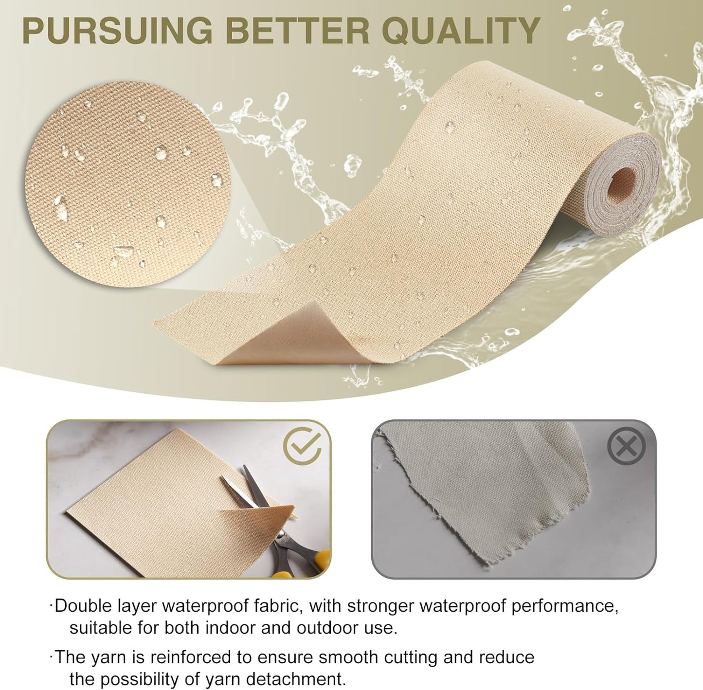 Canvas Repair Tape 4×70 Inch Waterproof Self-Adhesive Fabric Repair Patch for Repairing Boat Covers,Tents,Patio Umbrellas,Car Seats,Luggage,Sofas.(Light Beige)