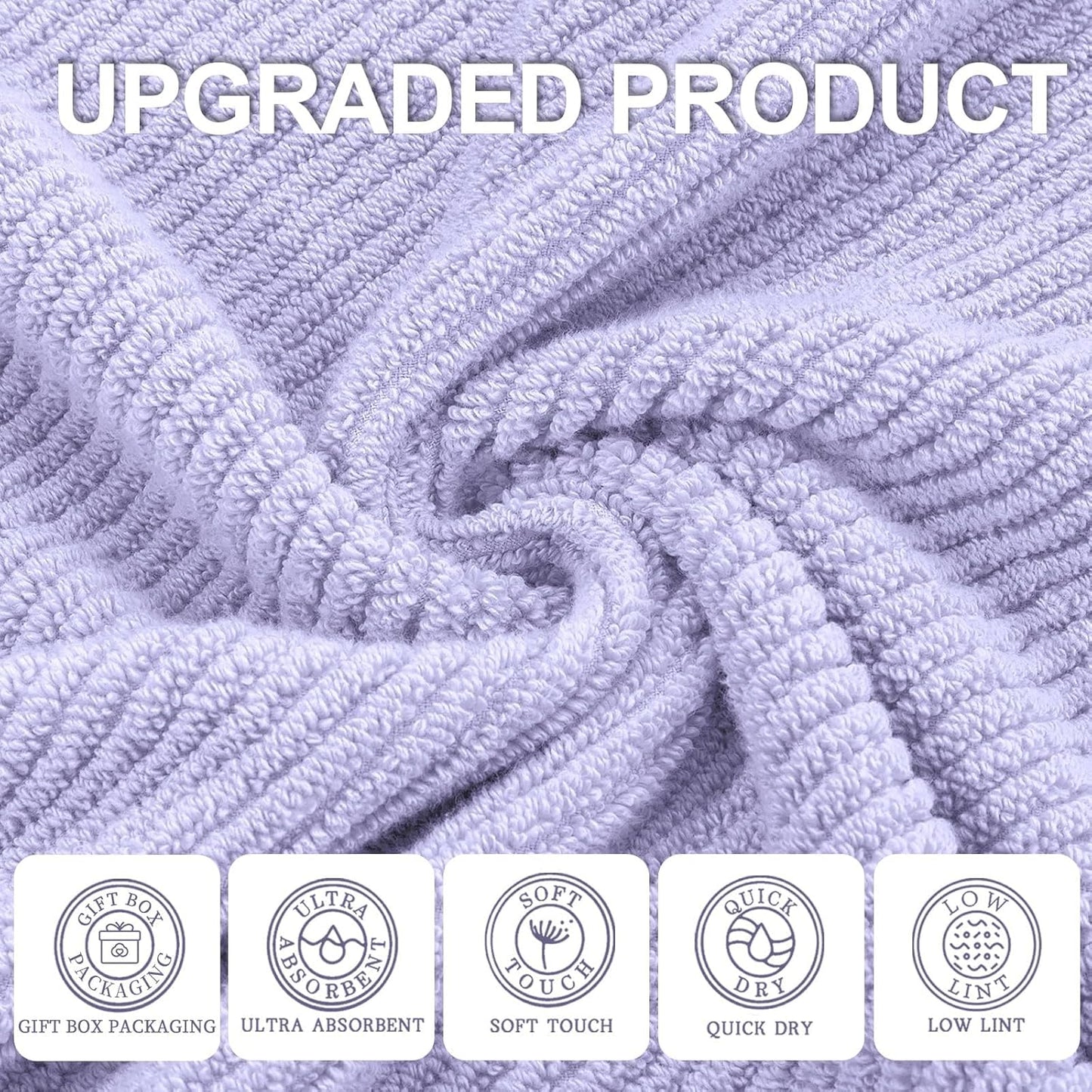 Washcloths for Showering, 6PC Large 13"x13" - Lightweight | Quick Dry | Soft | Absorbent, Thick Cotton Washcloths for Face, Purple Hand Towel Set, Lavender Face Towel for Hotel, Bathroom Essentials