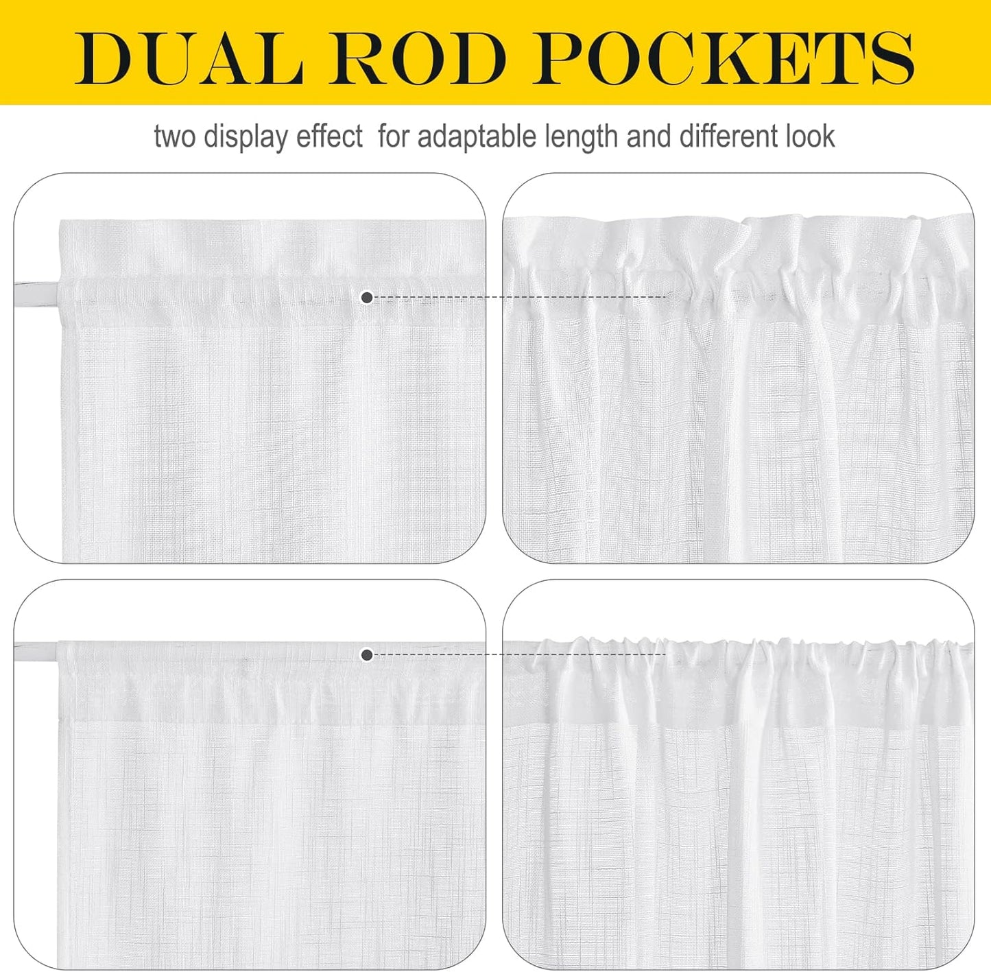 NICETOWN Linen French Door Curtain, White Semi-Sheer Door Curtain 72 Inches Long Drape Rod Pocket 1 Panel, Light-Filtering Privacy Window Decor, 1 Tieback Included, 26 Inches Wide