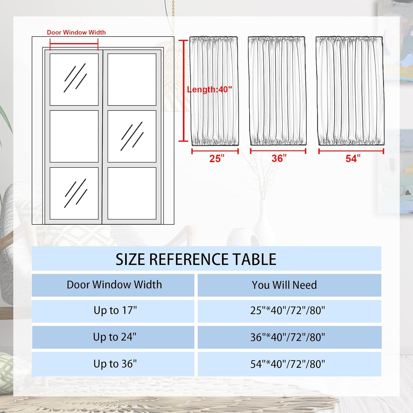DWCN French Door Curtains – Rod Pocket Thermal Blackout Curtain for Doors with Glass Window, Kitchen and Patio Doors for Privacy, 25 X 40 Inches Long, 1 Curtain Panel with Tieback,Burnt Ochre