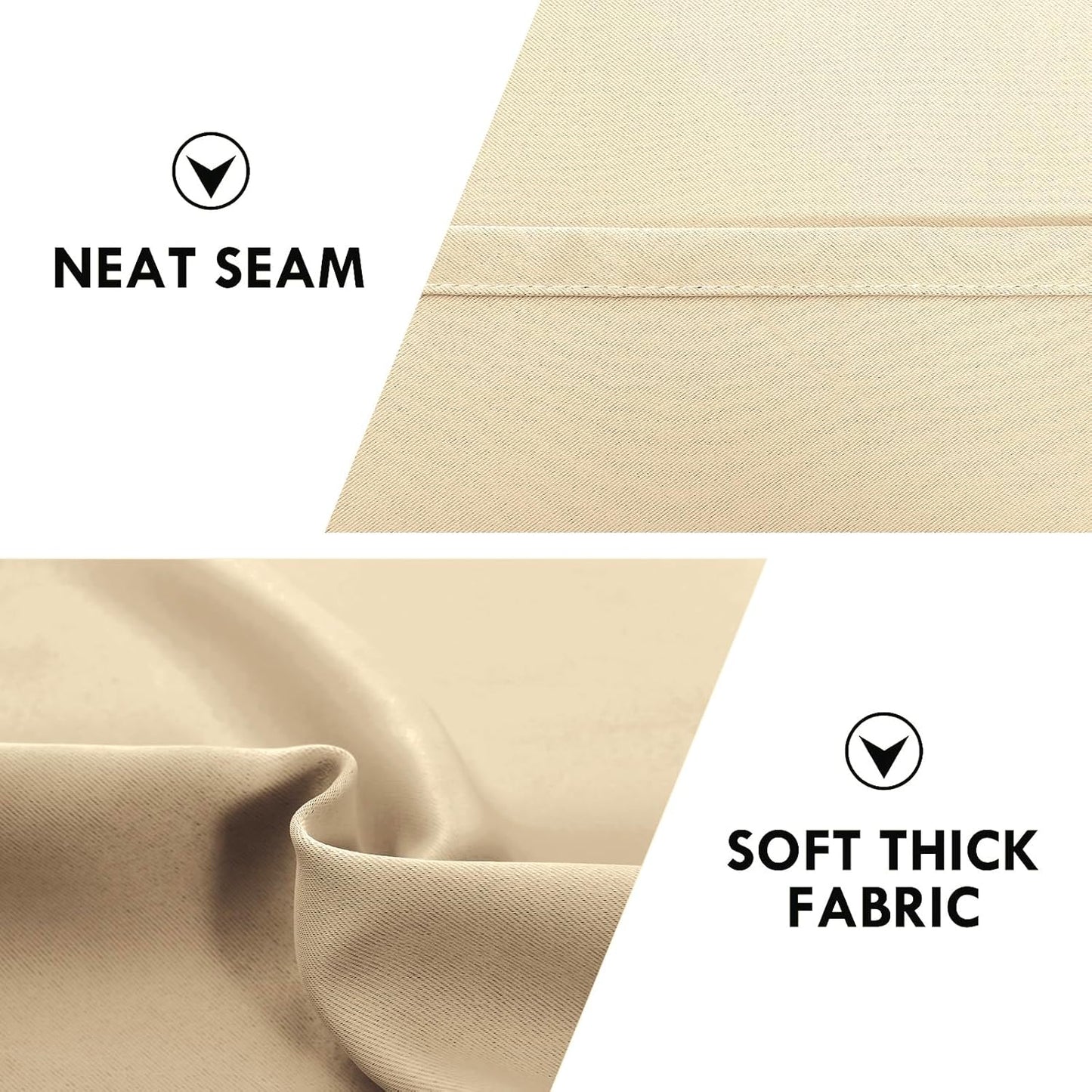 DWCN Beige Curtains for Bedroom Thermal Insulated Room Darkening Drapes for Living Room Rod Pocket Light Blocking Solid Window Treatment, W 42 x L 63 Inch, 2 Panels, Beige