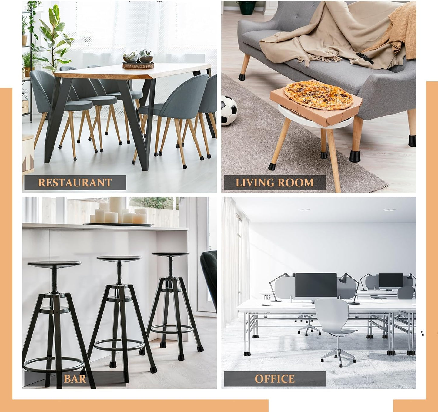 1" Round Rubber Chair Leg Tips Caps, Chair Leg Floor Protectors Furniture Legs Caps Non Slip Reduce Noise for Hardwood Floors (Black, 12 Pack)