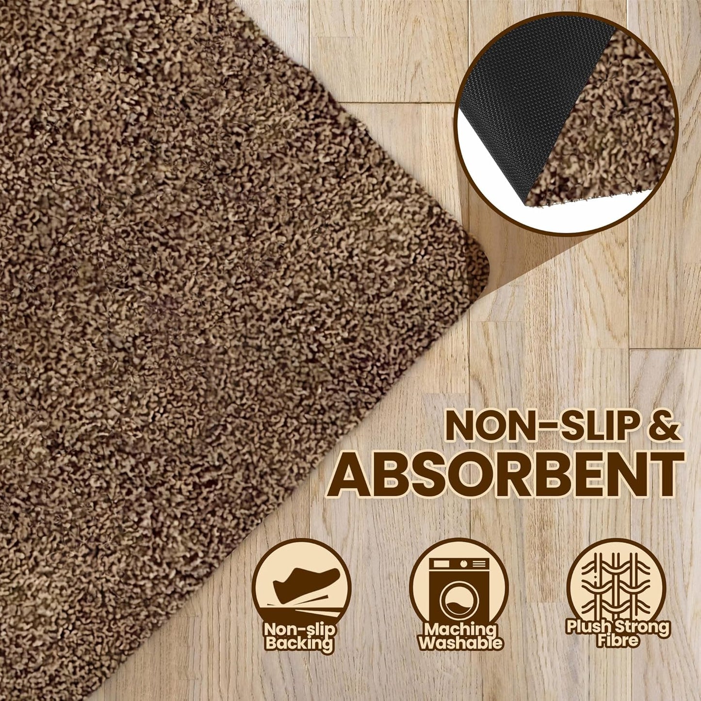 Premium Microfiber Indoor Door Mat – 20"x30" Washable Entry Mat, Non-Slip, Waterproof Backing, Super Absorbent, Low Profile Entryway Doormat for Indoor Entrance