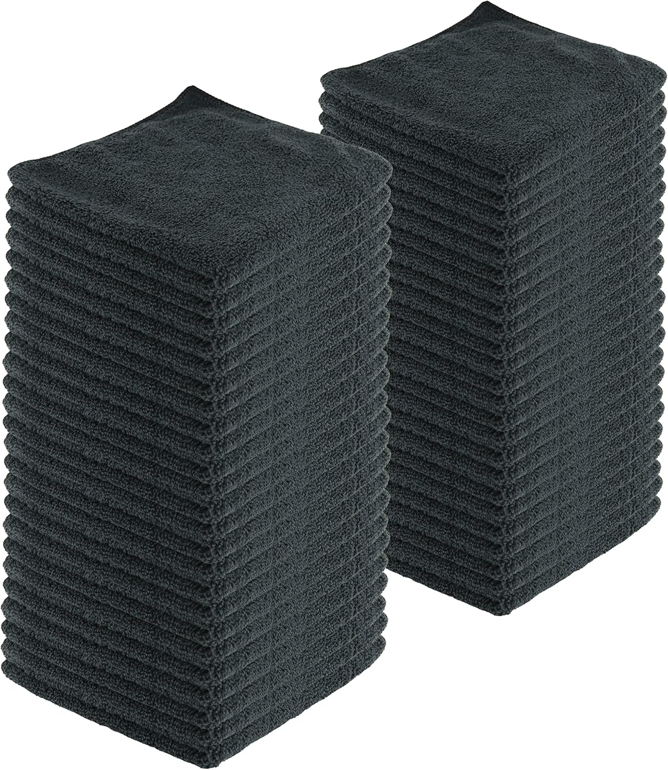 Microfiber Cleaning Cloths,120 Pack, 16"x16", All-Purpose, Softer, Highly Absorbent, Lint-Free, Reusable, Washable Pro Towels, Black, for House, Kitchen, Bathroom, Car, Office