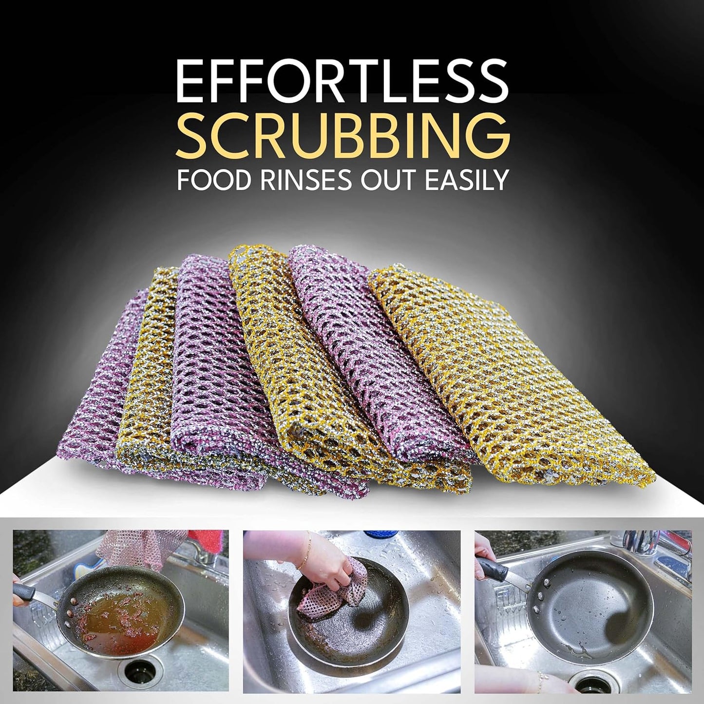 Heavy Duty Dish Scrubbers - Non Scratch Scouring Pads - Odorless and Long Lasting - Replace Sponges for Dish Washing, Scrubbing & Scouring - Kitchen, Floor and Bathroom Usage - Made in Korea (24 Pcs)