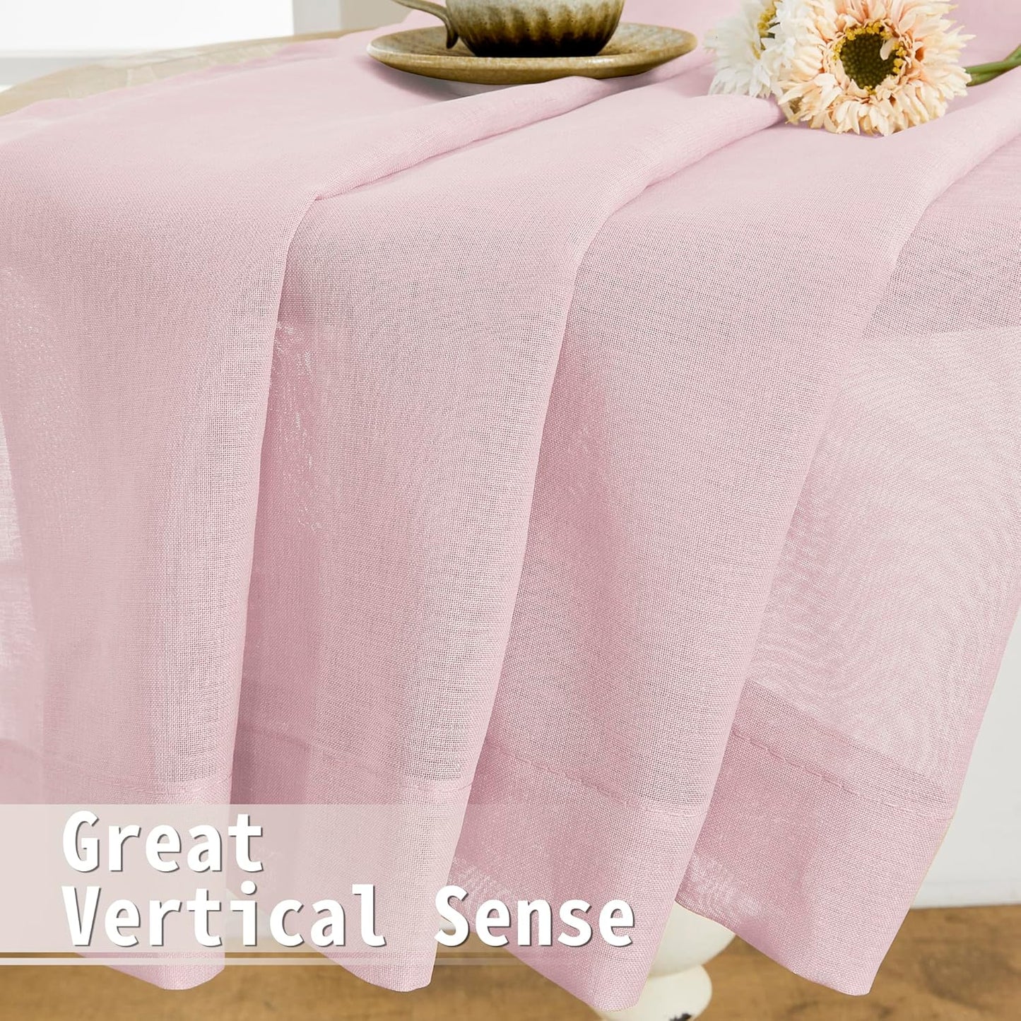 Tollpiz Sheer Door Curtain Closet Linen Textured Curtains Sheer Doorway Light Filtering Voile Patio Glass Door Rod Pocket Curtain French Door, 54 x 72 inches Long, Pink, Set of 1 Panel