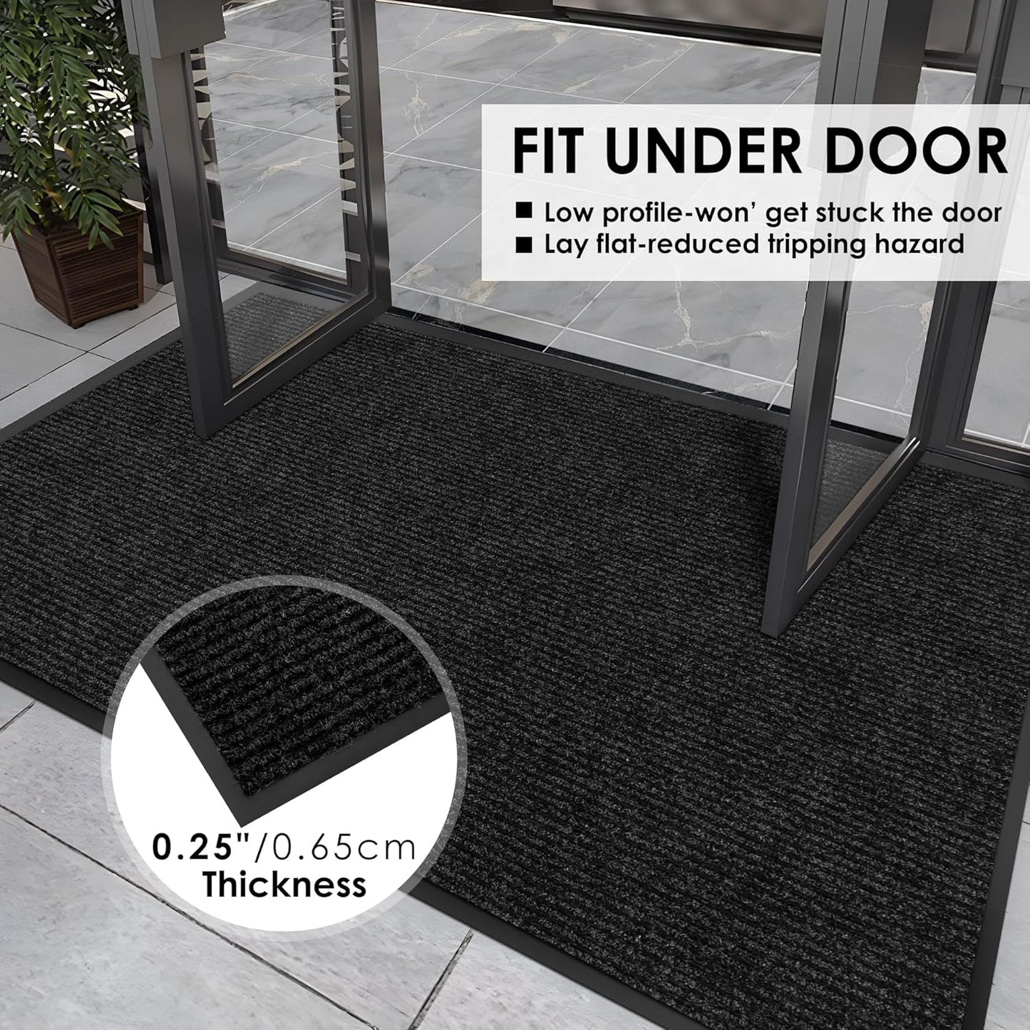3′ x 64′ Front Door Mat Indoor Outdoor Entrance, Commercial Floor Mat Heavy Duty Dirt Trapper Entryway Doormat, Custom Size Non Slip Rubber Backing Welcome mat, Door Mat for High Traffic Area